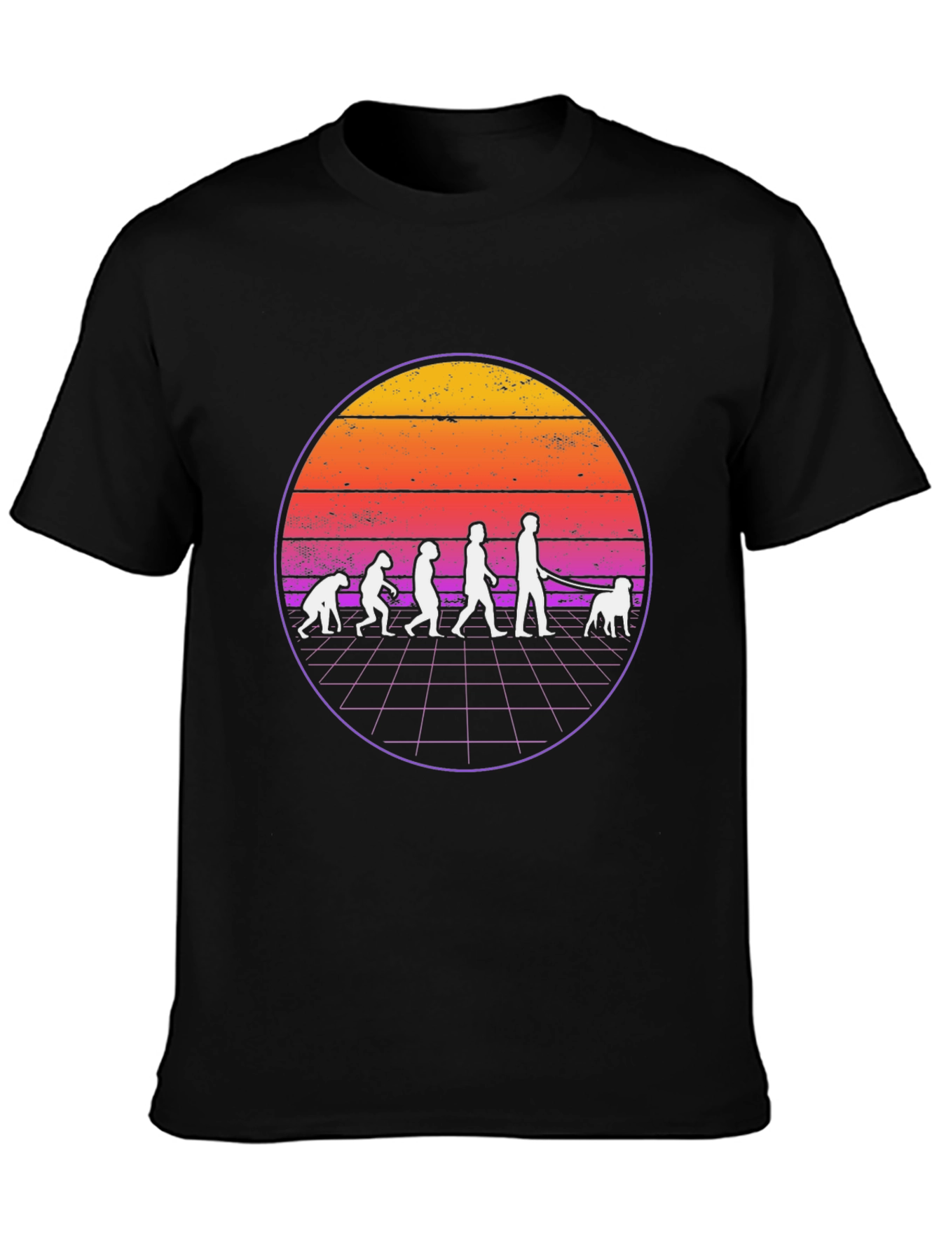 Evolution Dog Walker Retro T-Shirt