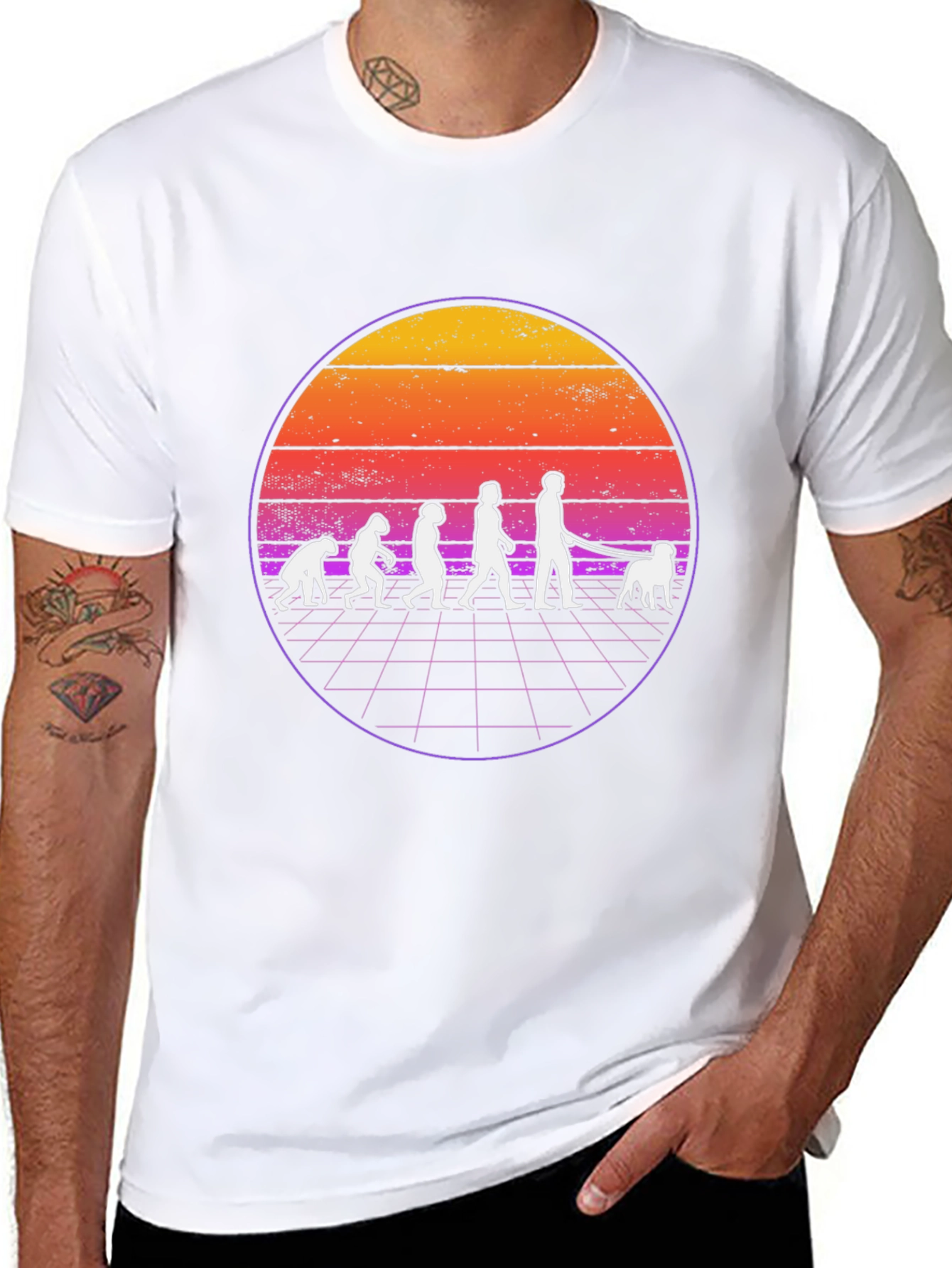 Evolution Dog Walker Retro T-Shirt