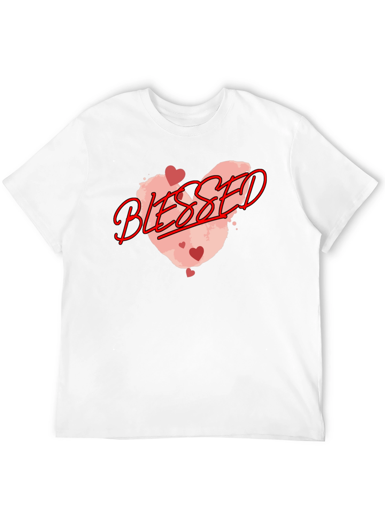 Blessed Graphic Tee - Heart Design Black Casual T-Shirt