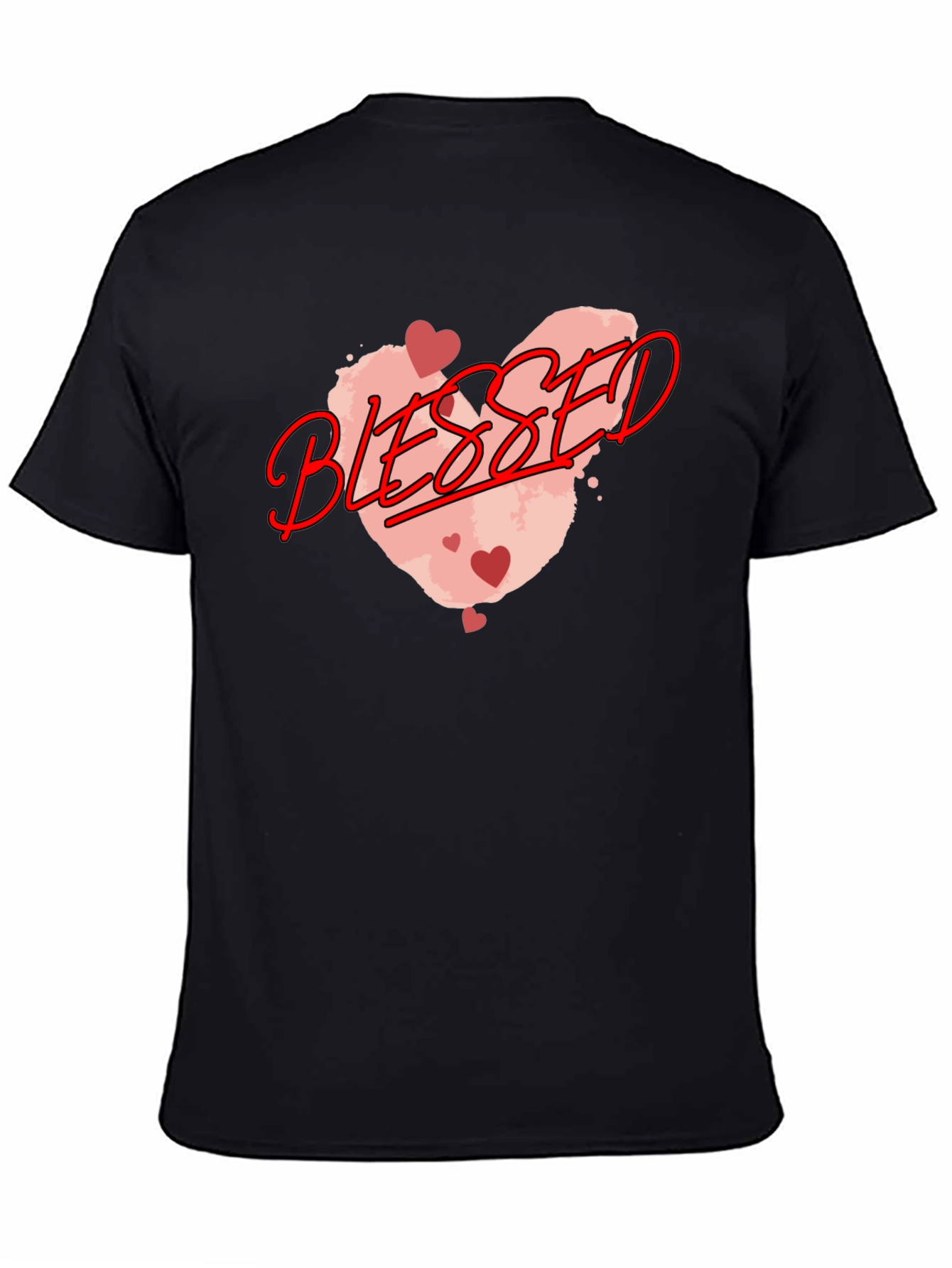 Blessed Graphic Tee - Heart Design Black Casual T-Shirt