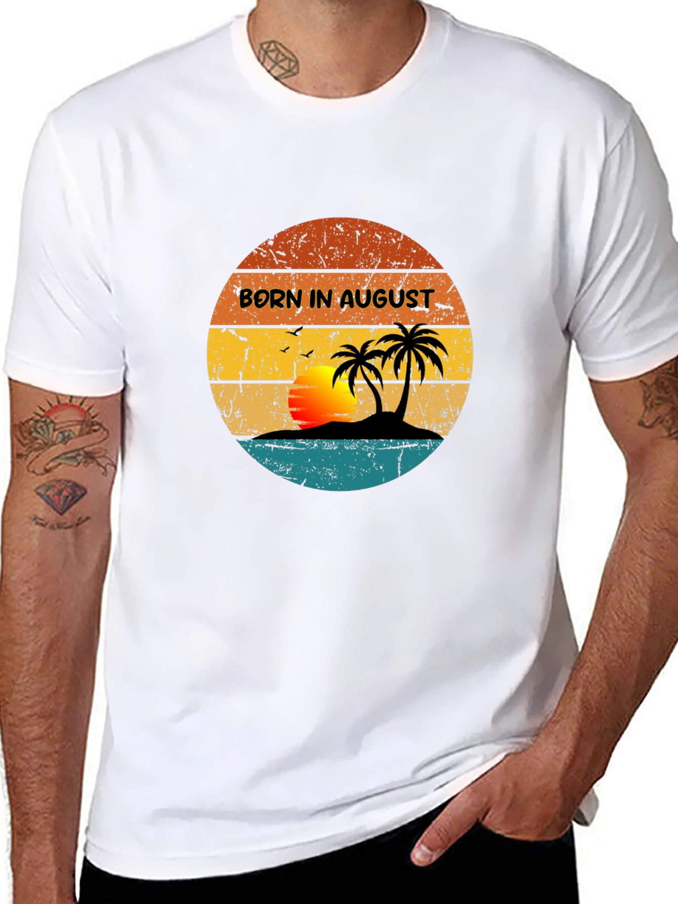 Born in August Sunset Graphic T-Shirt
