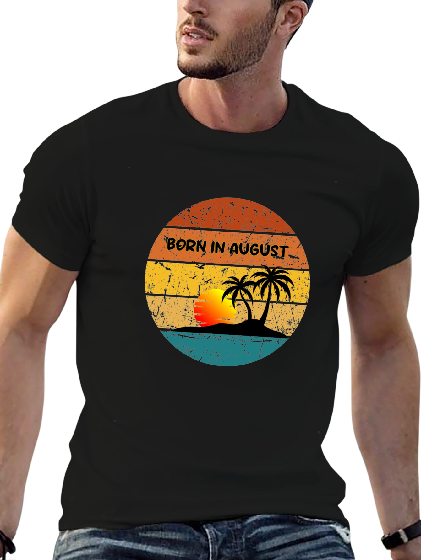 Born in August Sunset Graphic T-Shirt