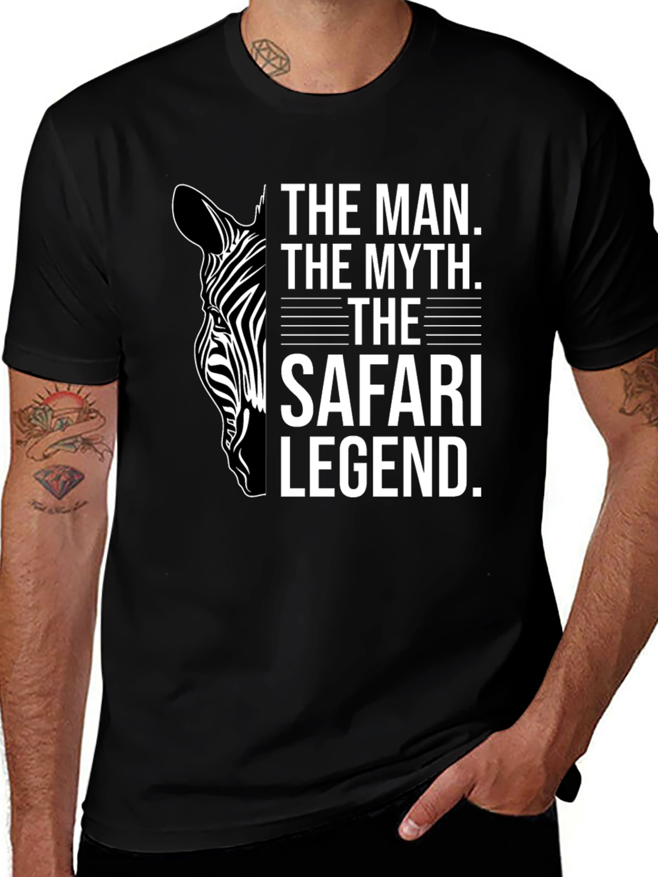 The Safari Legend Zebra Graphic Tee - Black Cotton