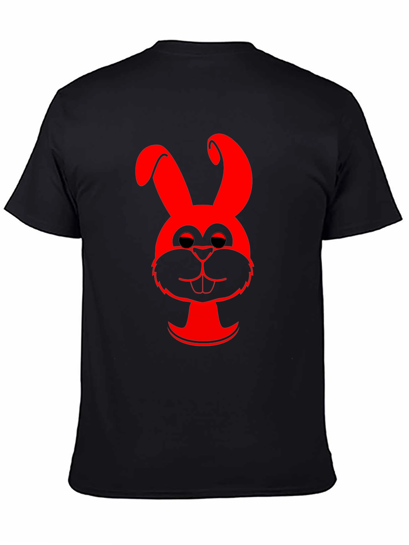 Red Bunny Graphic Black T-Shirt