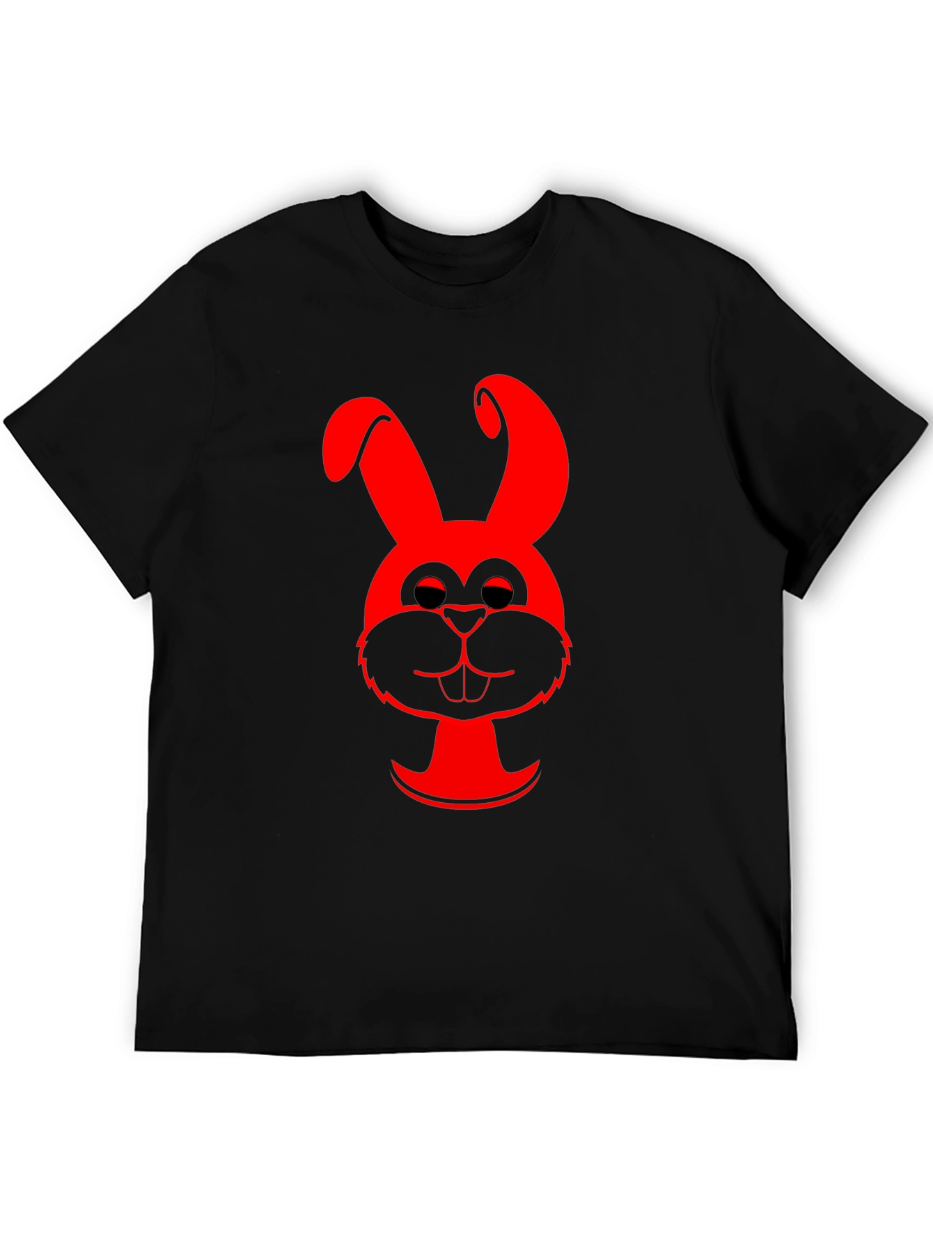Red Bunny Graphic Black T-Shirt