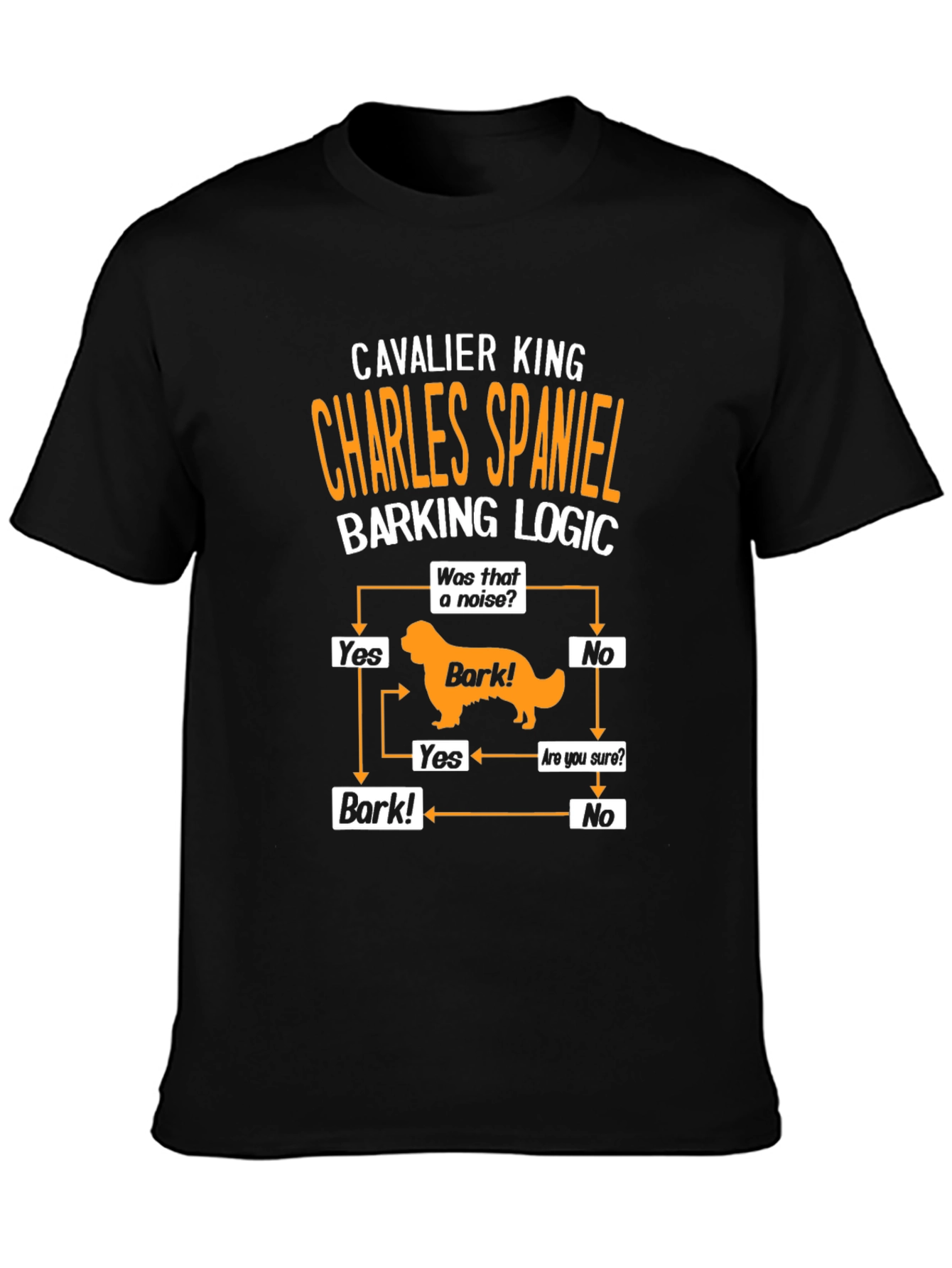 Cavalier King Charles Spaniel Barking Logic Black T-Shirt