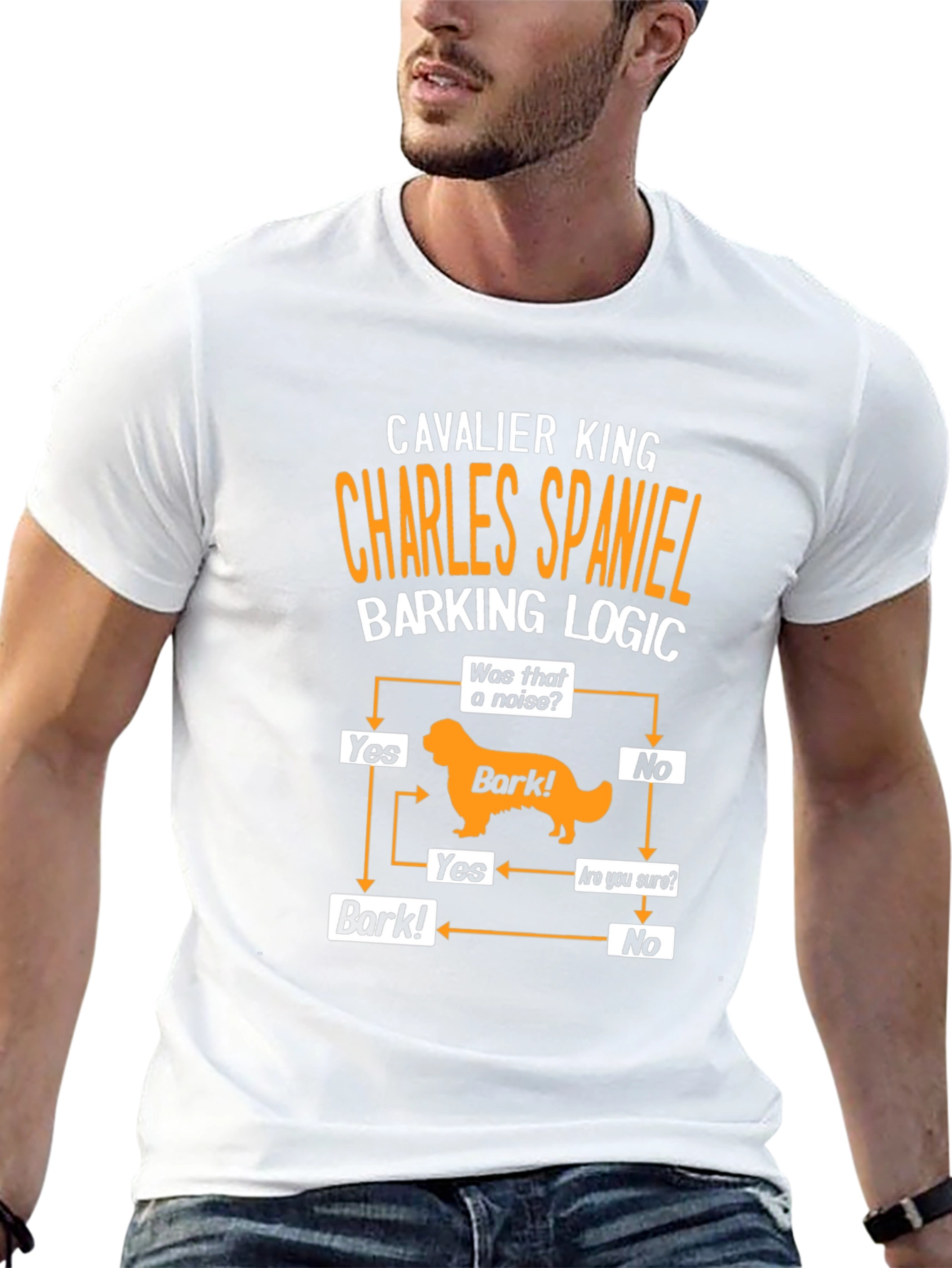 Cavalier King Charles Spaniel Barking Logic Black T-Shirt