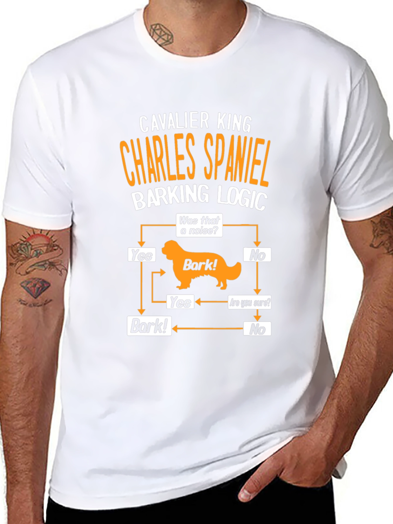 Cavalier King Charles Spaniel Barking Logic Black T-Shirt