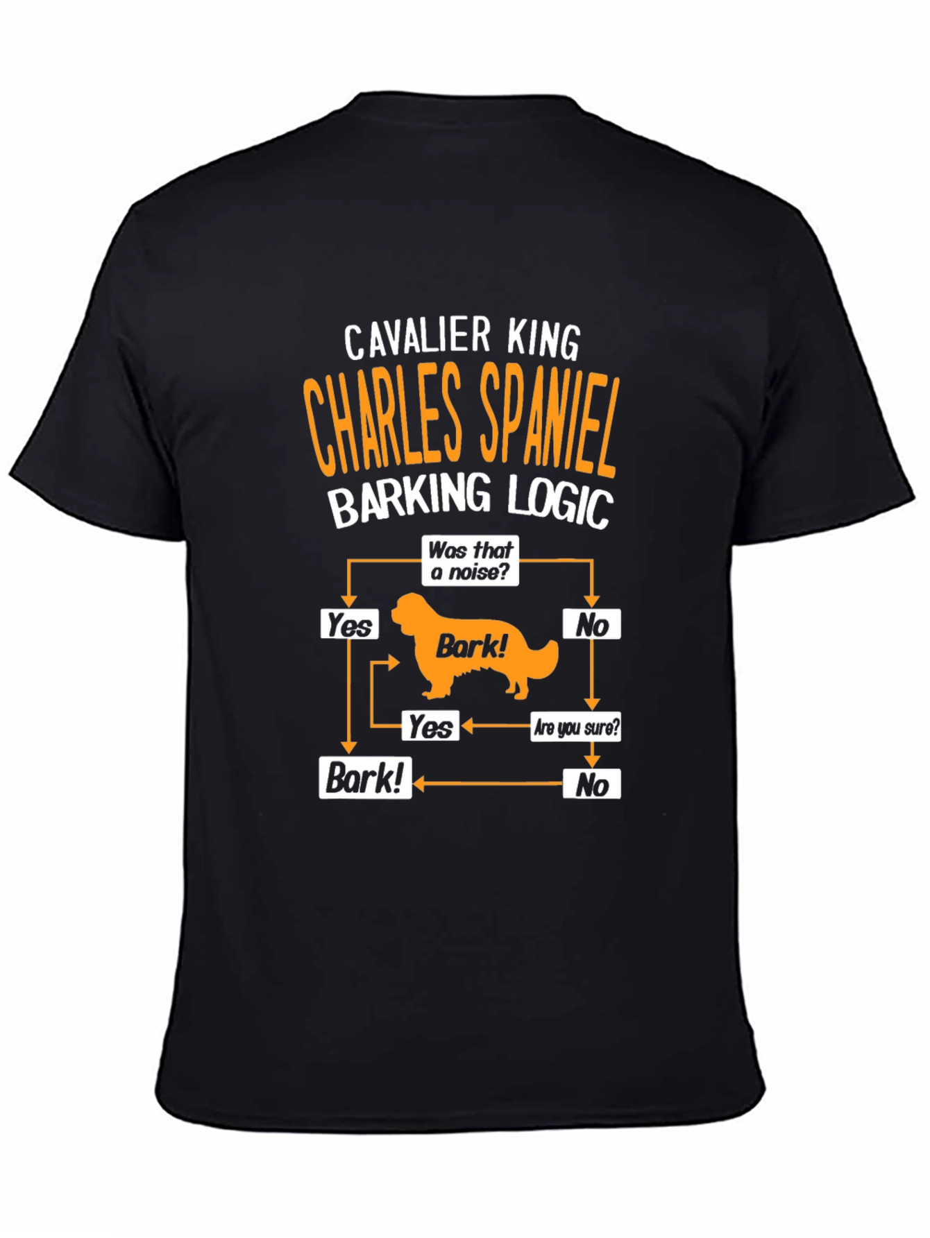 Cavalier King Charles Spaniel Barking Logic Black T-Shirt
