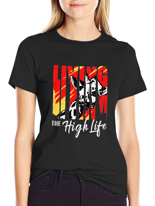 Living The High Life Giraffe T-Shirt - Black