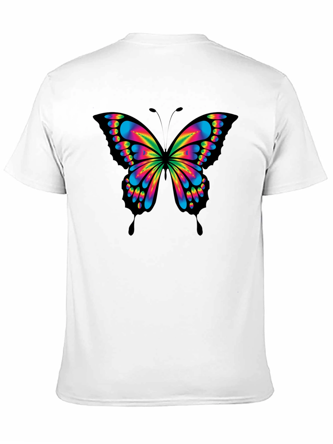 Rainbow Butterfly Graphic Black T-Shirt