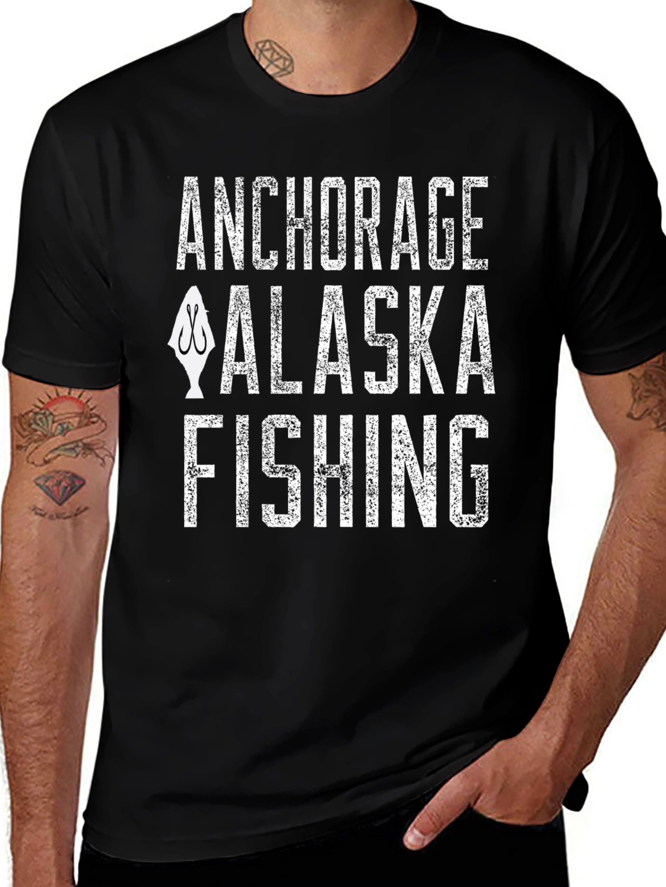Anchorage Alaska Fishing Graphic T-Shirt