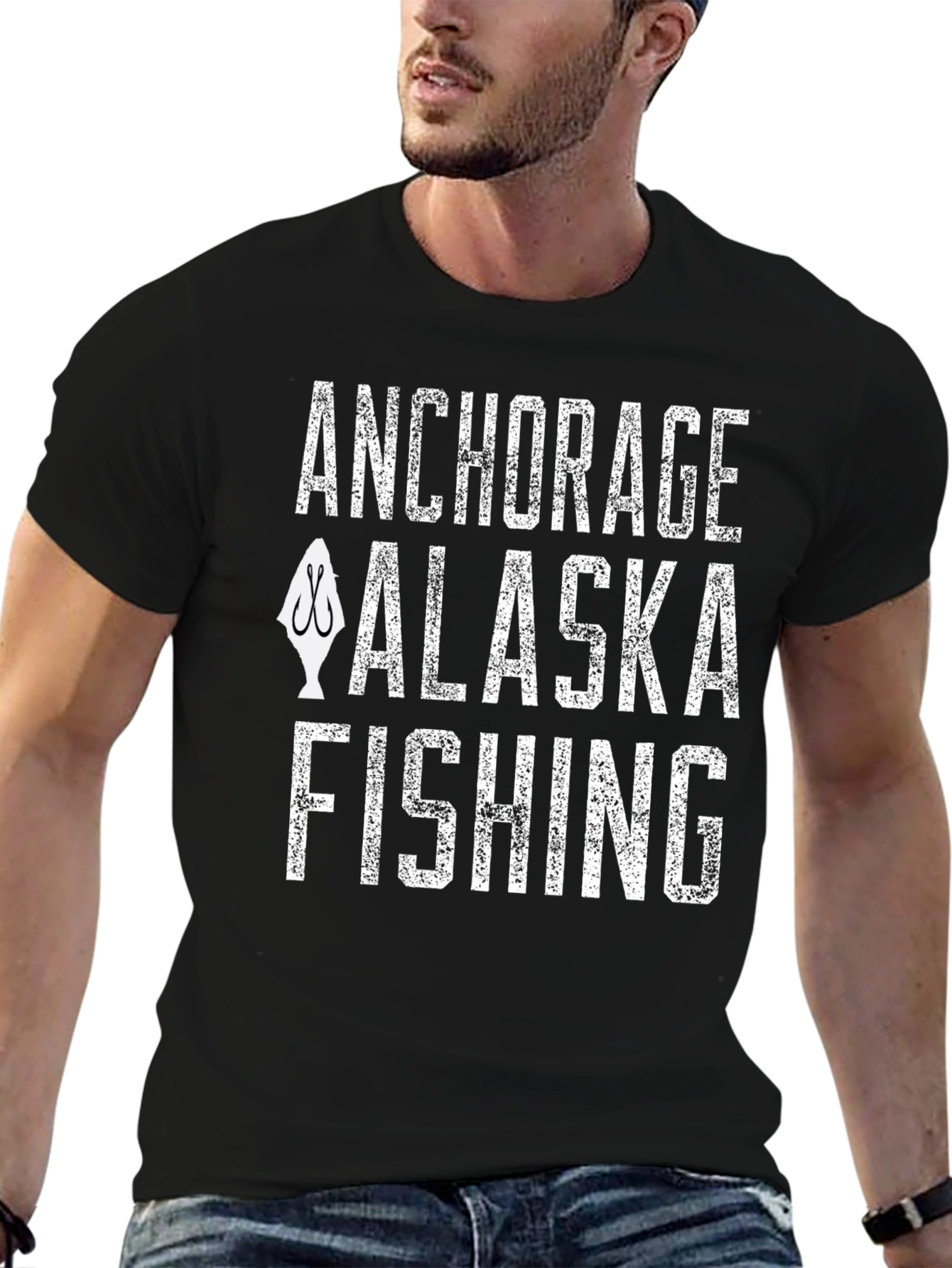 Anchorage Alaska Fishing Graphic T-Shirt