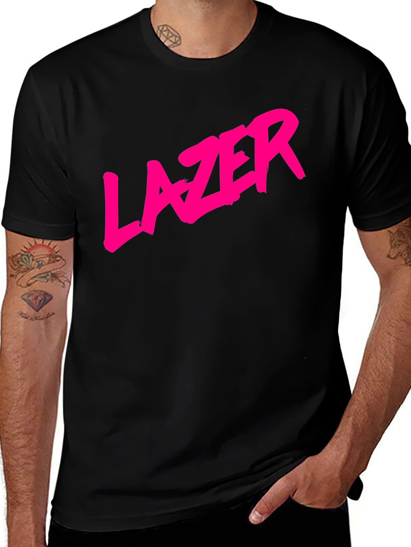 LAZER Graphic T-Shirt - Bold Pink Print on Black
