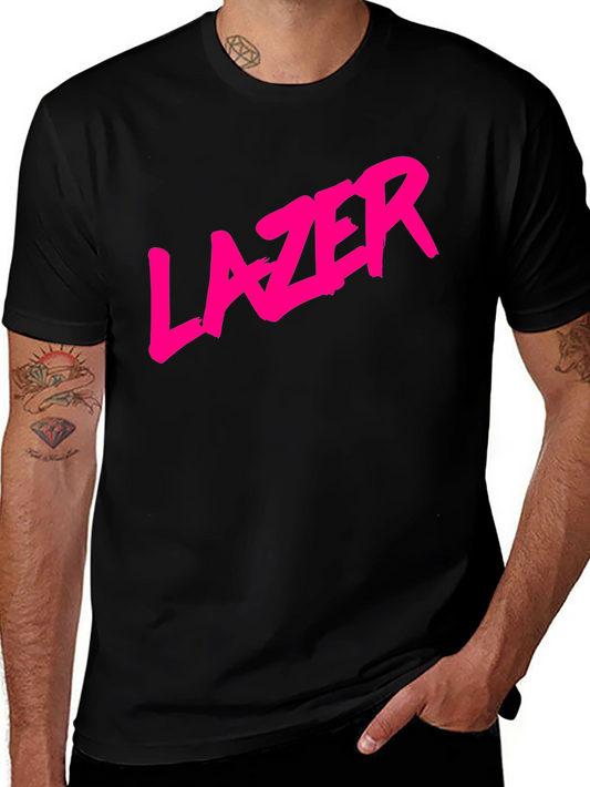 LAZER Graphic T-Shirt - Bold Pink Print on Black