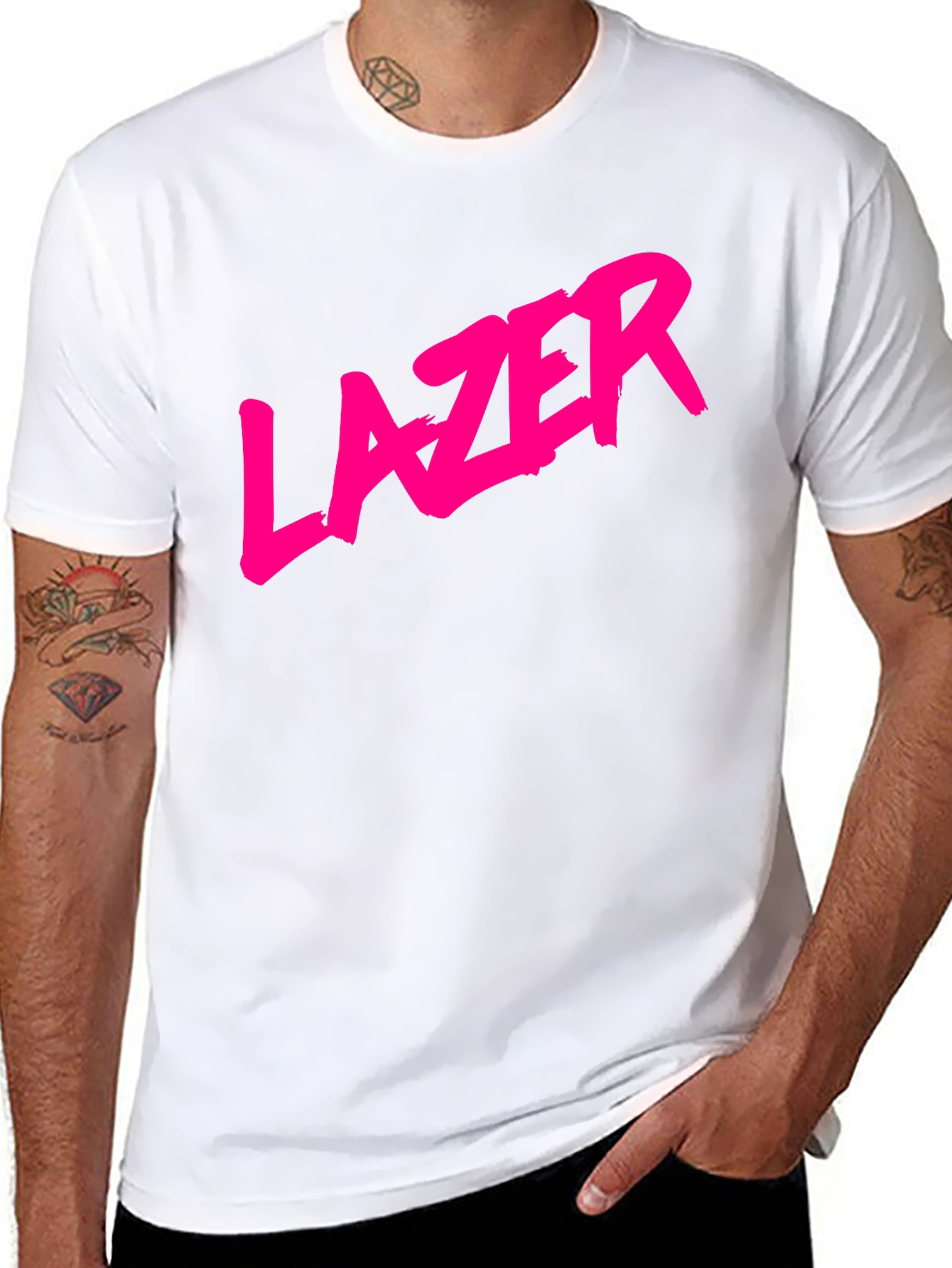 LAZER Graphic T-Shirt - Bold Pink Print on Black