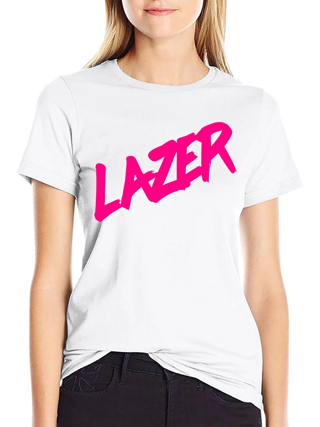 LAZER Graphic T-Shirt - Bold Pink Print on Black