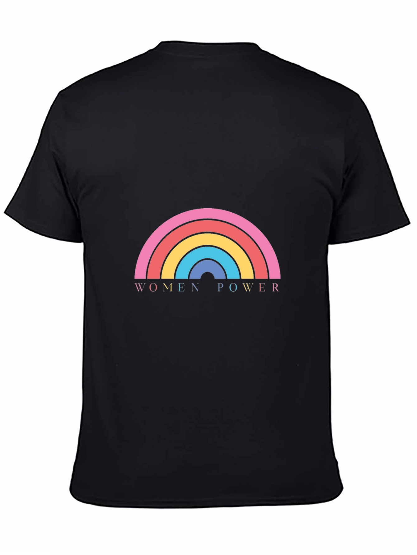 Women Power Rainbow Graphic Black T-Shirt