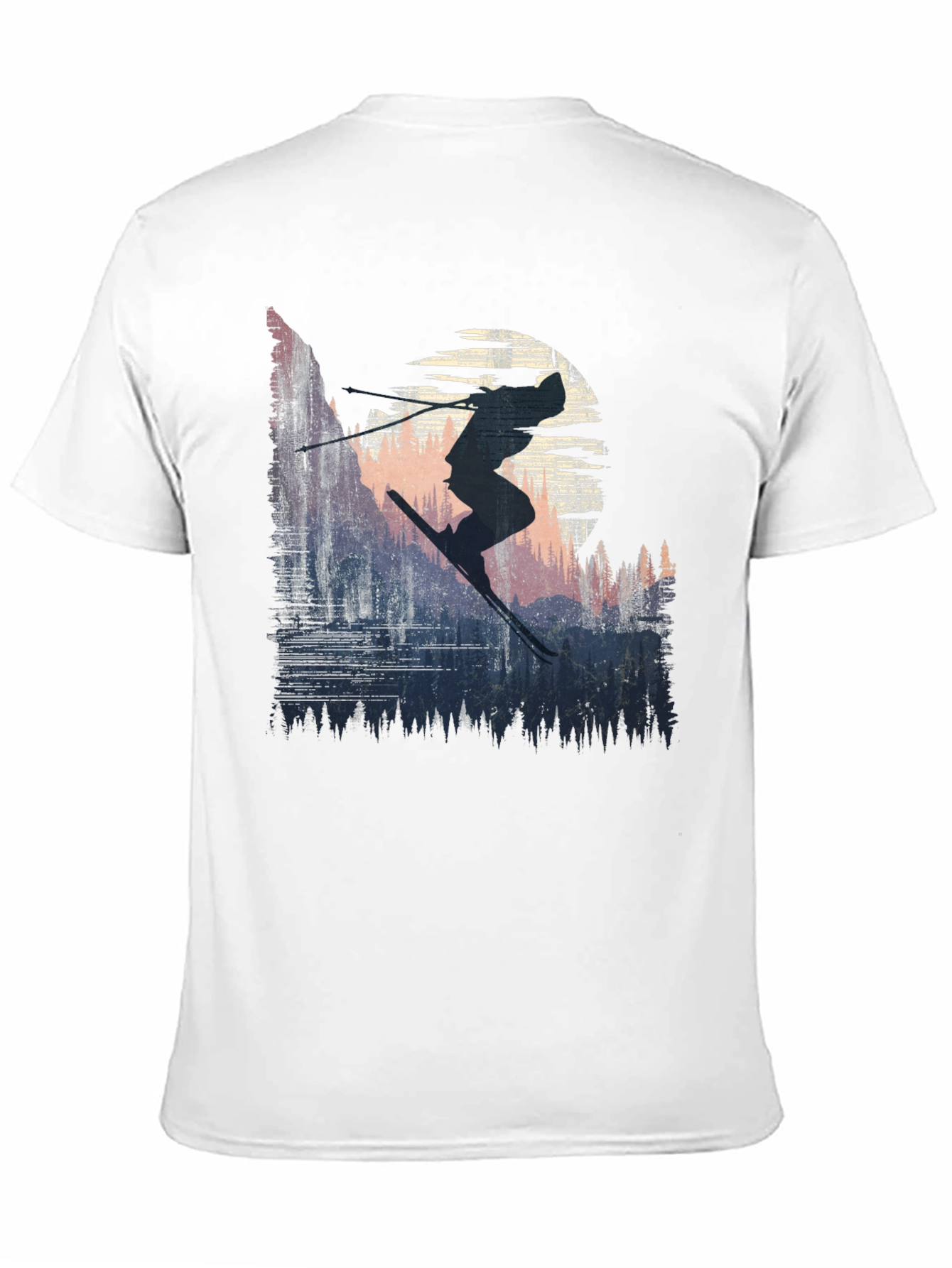 Skier Silhouette Graphic Tee - Black Cotton T-Shirt