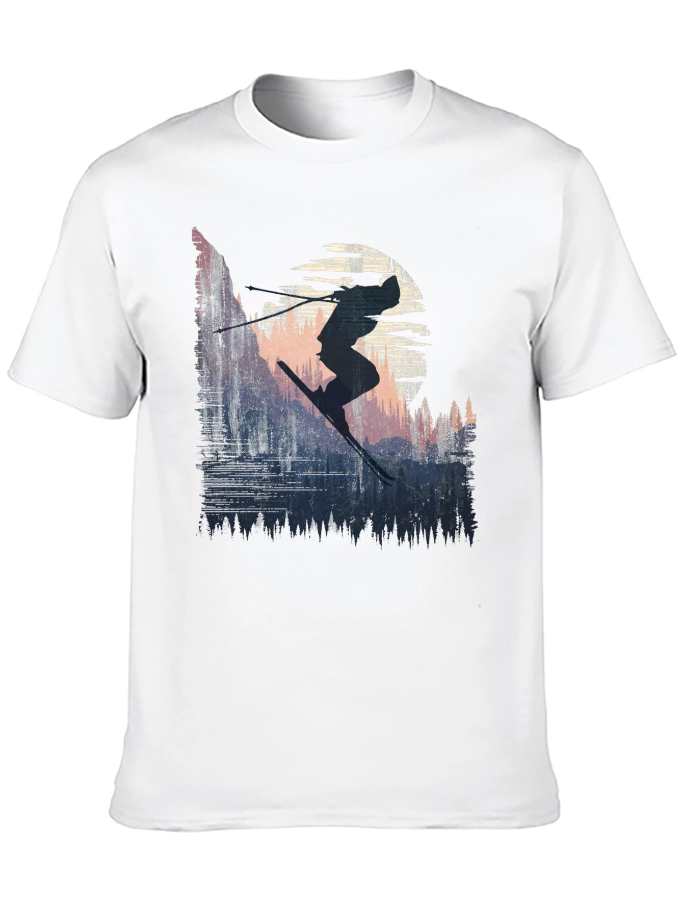 Skier Silhouette Graphic Tee - Black Cotton T-Shirt