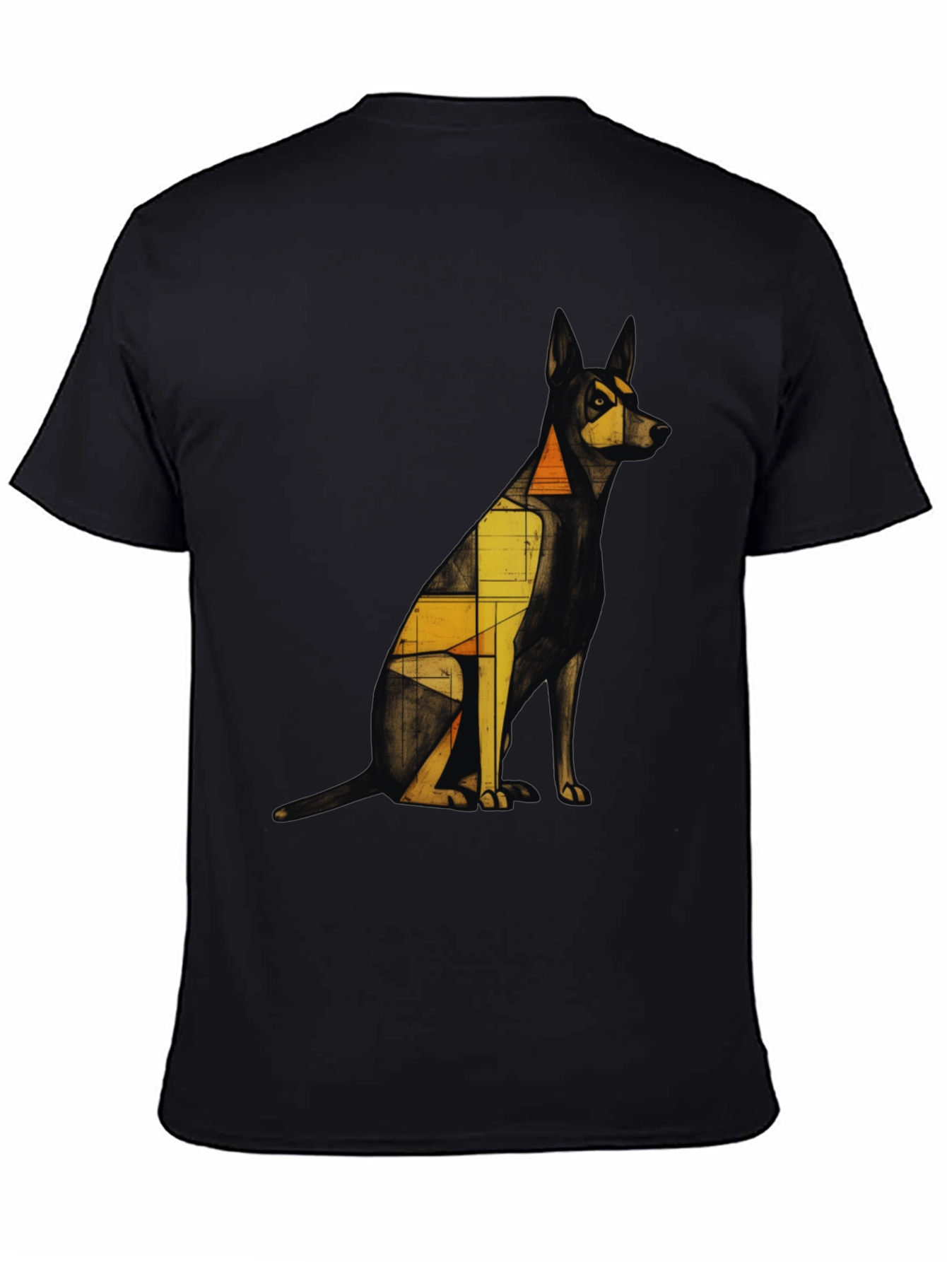 Geometric Dog Graphic Tee - Modern Art Print