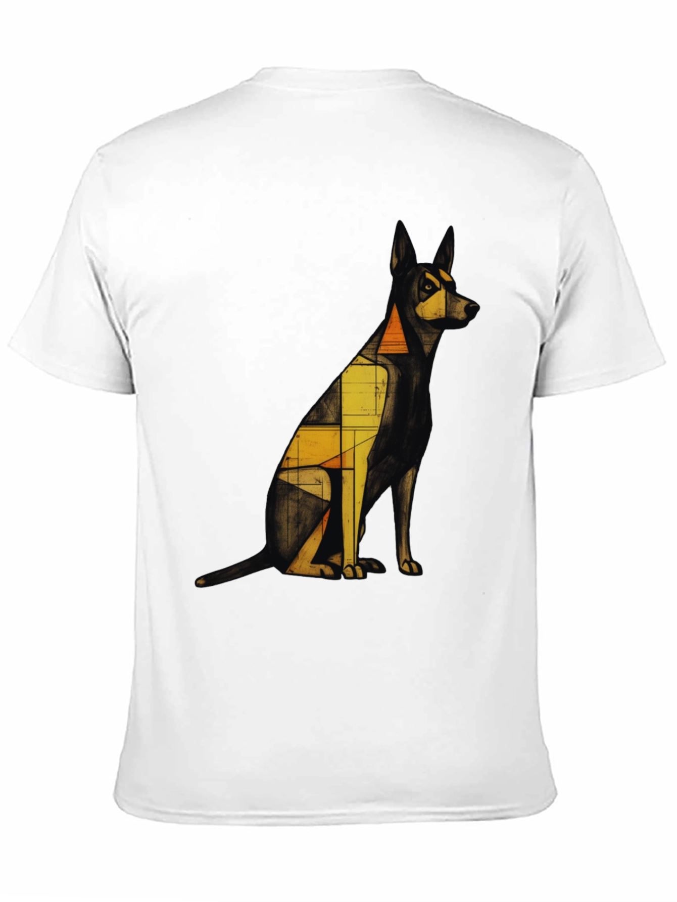 Geometric Dog Graphic Tee - Modern Art Print