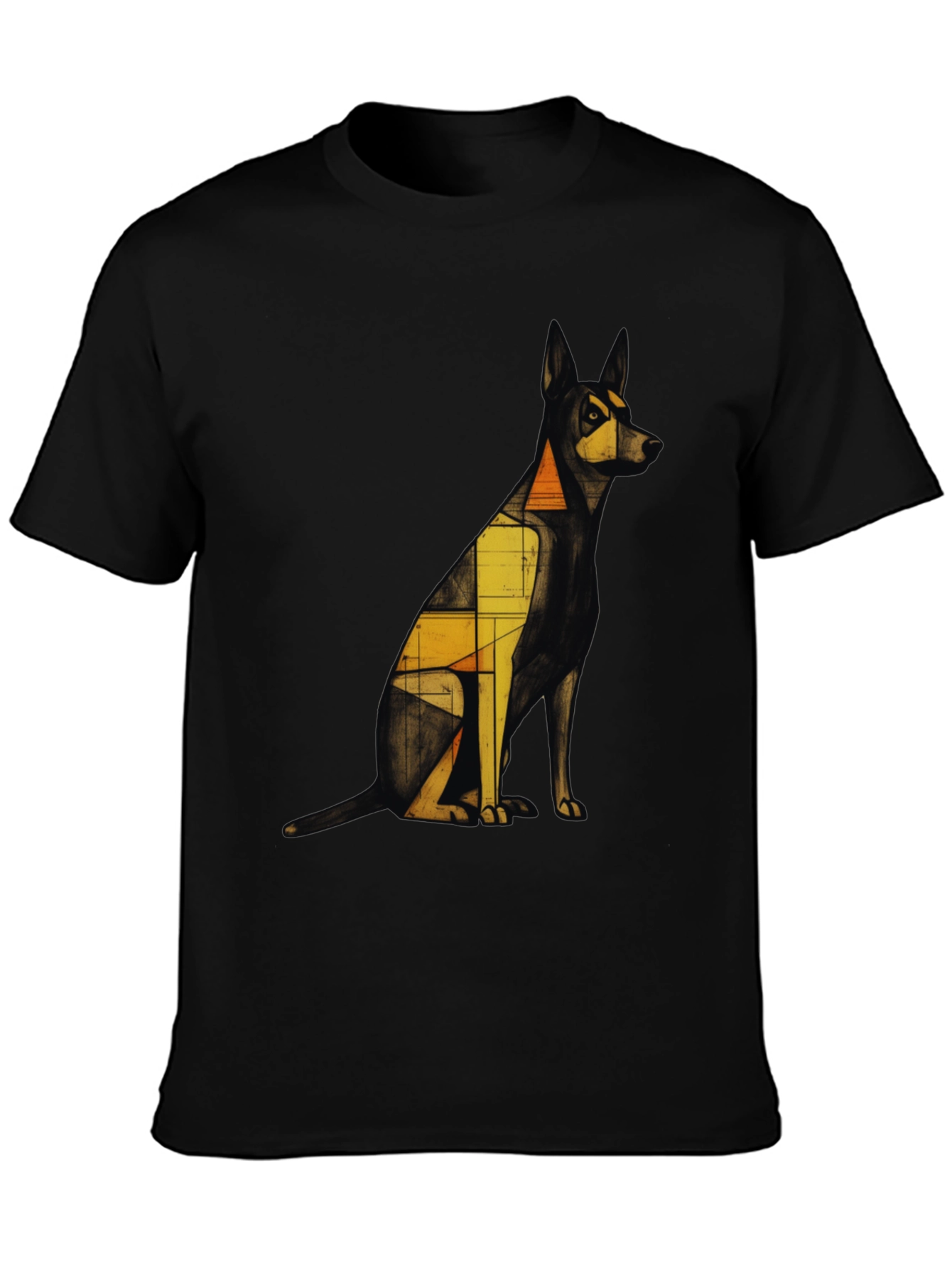 Geometric Dog Graphic Tee - Modern Art Print