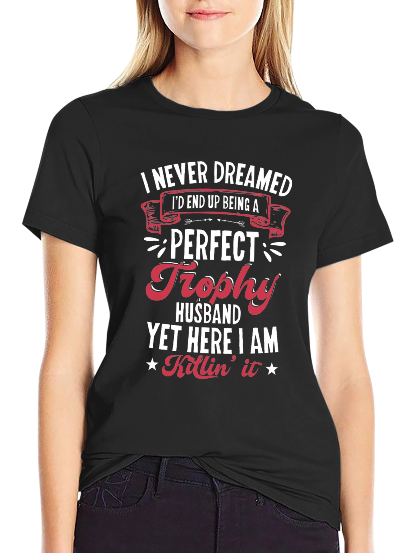 Perfect Trophy Husband Black Graphic T-Shirt