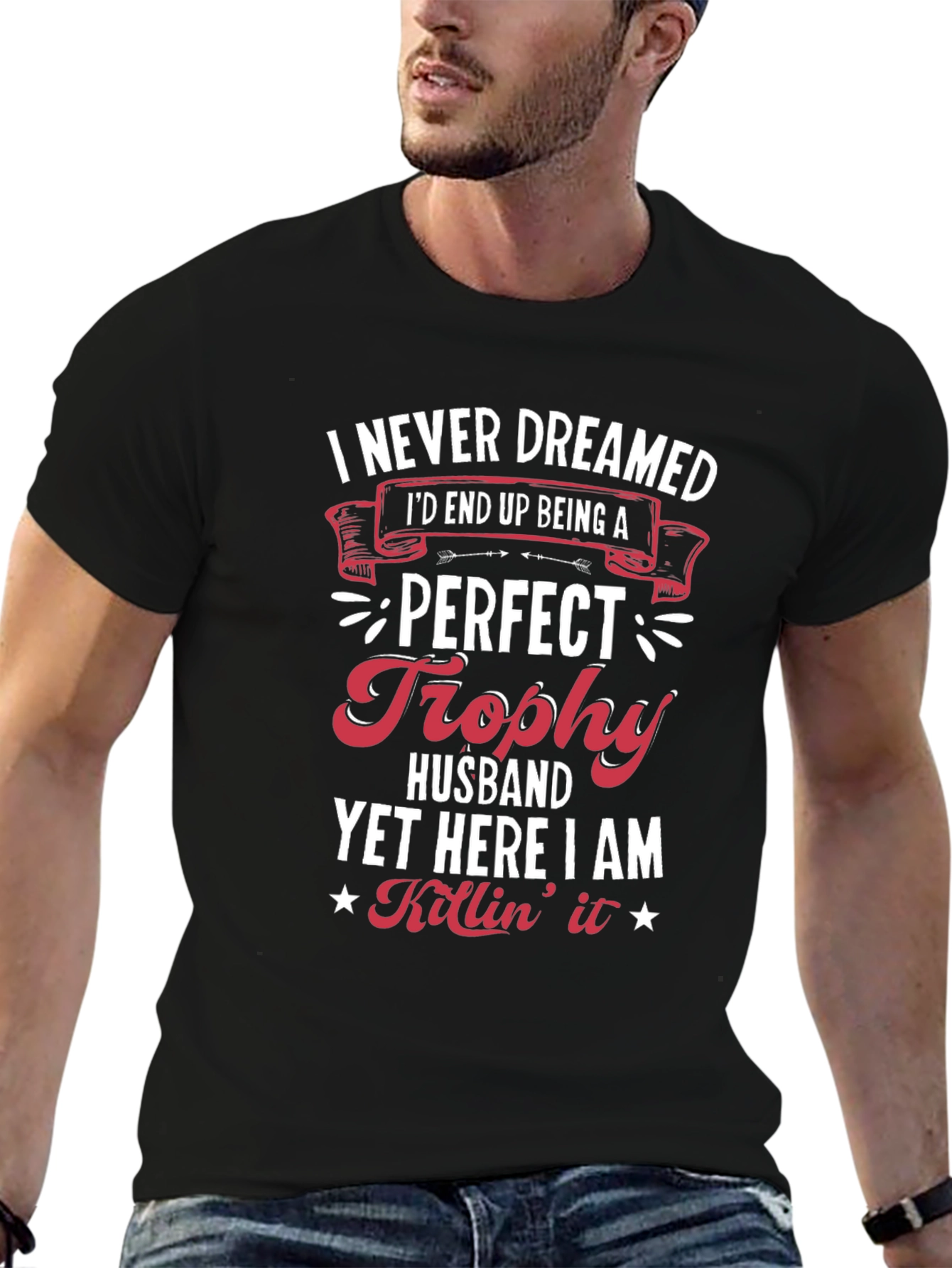 Perfect Trophy Husband Black Graphic T-Shirt