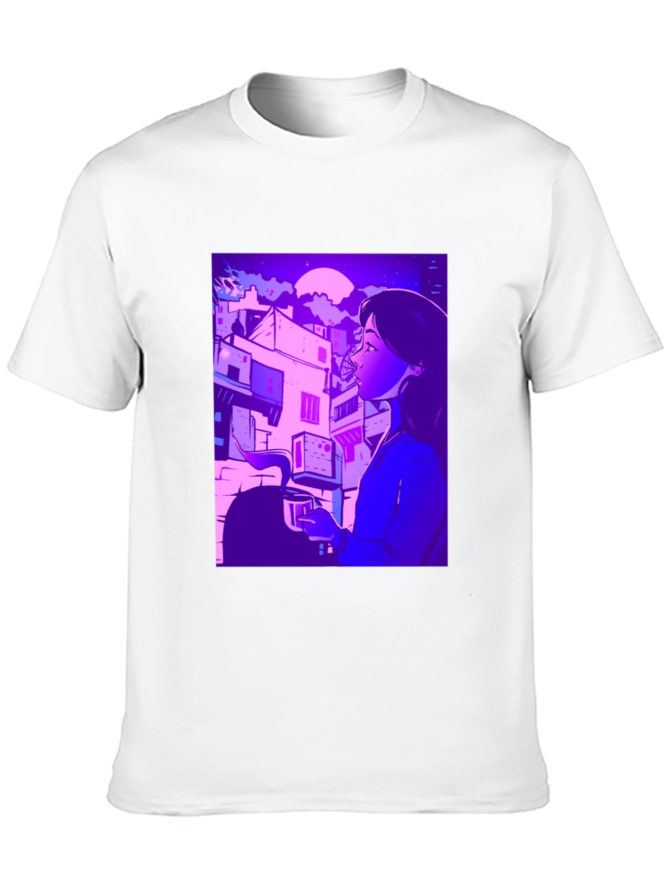 Artistic Urban Nightscape T-Shirt - Black