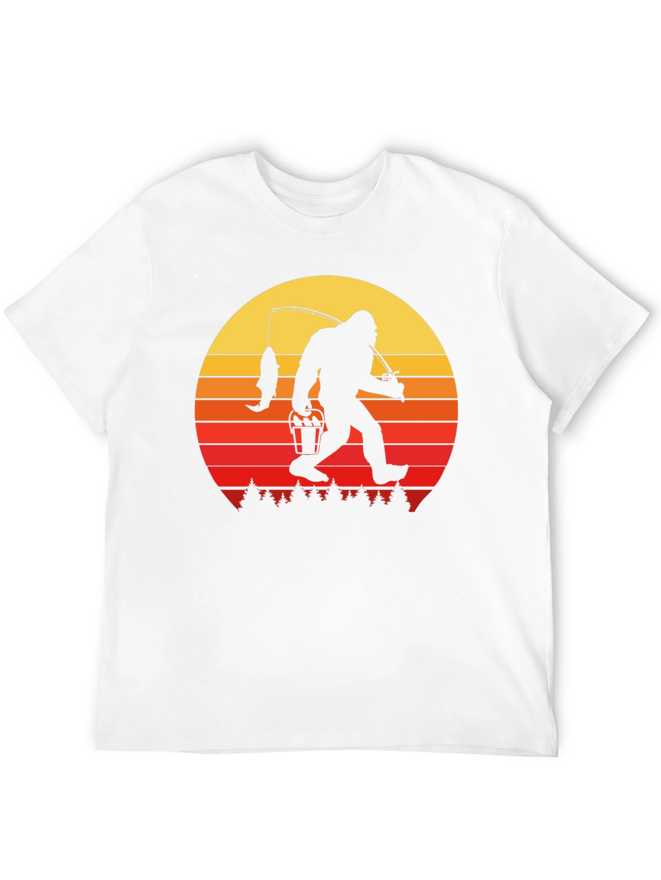 Bigfoot Fishing Sunset Graphic Tee