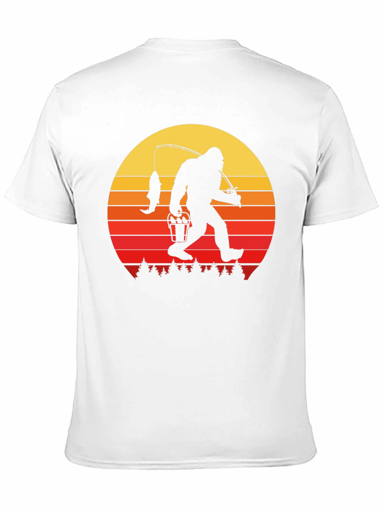 Bigfoot Fishing Sunset Graphic Tee