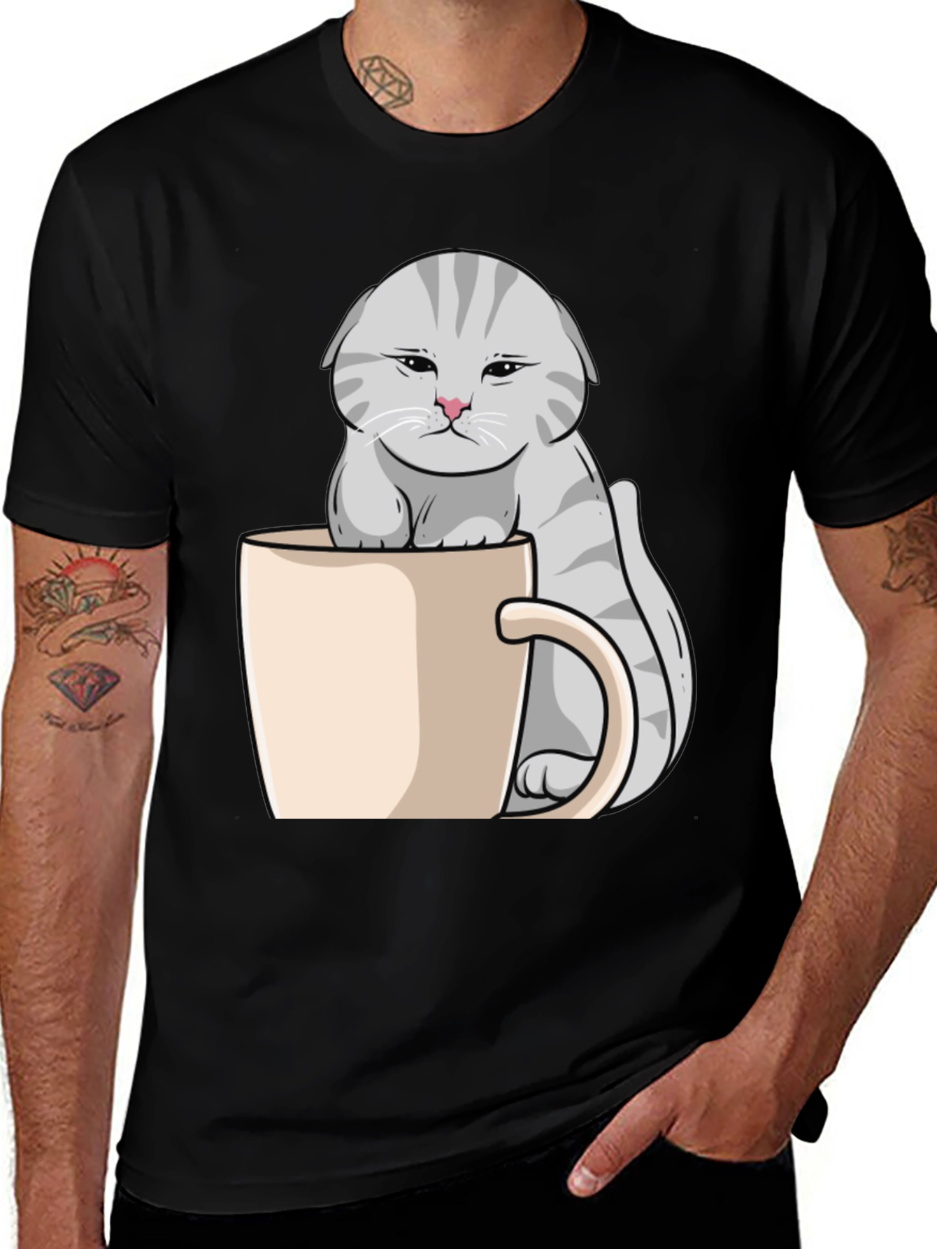 Grumpy Cat Mug T-Shirt - Novelty Kitten Tee