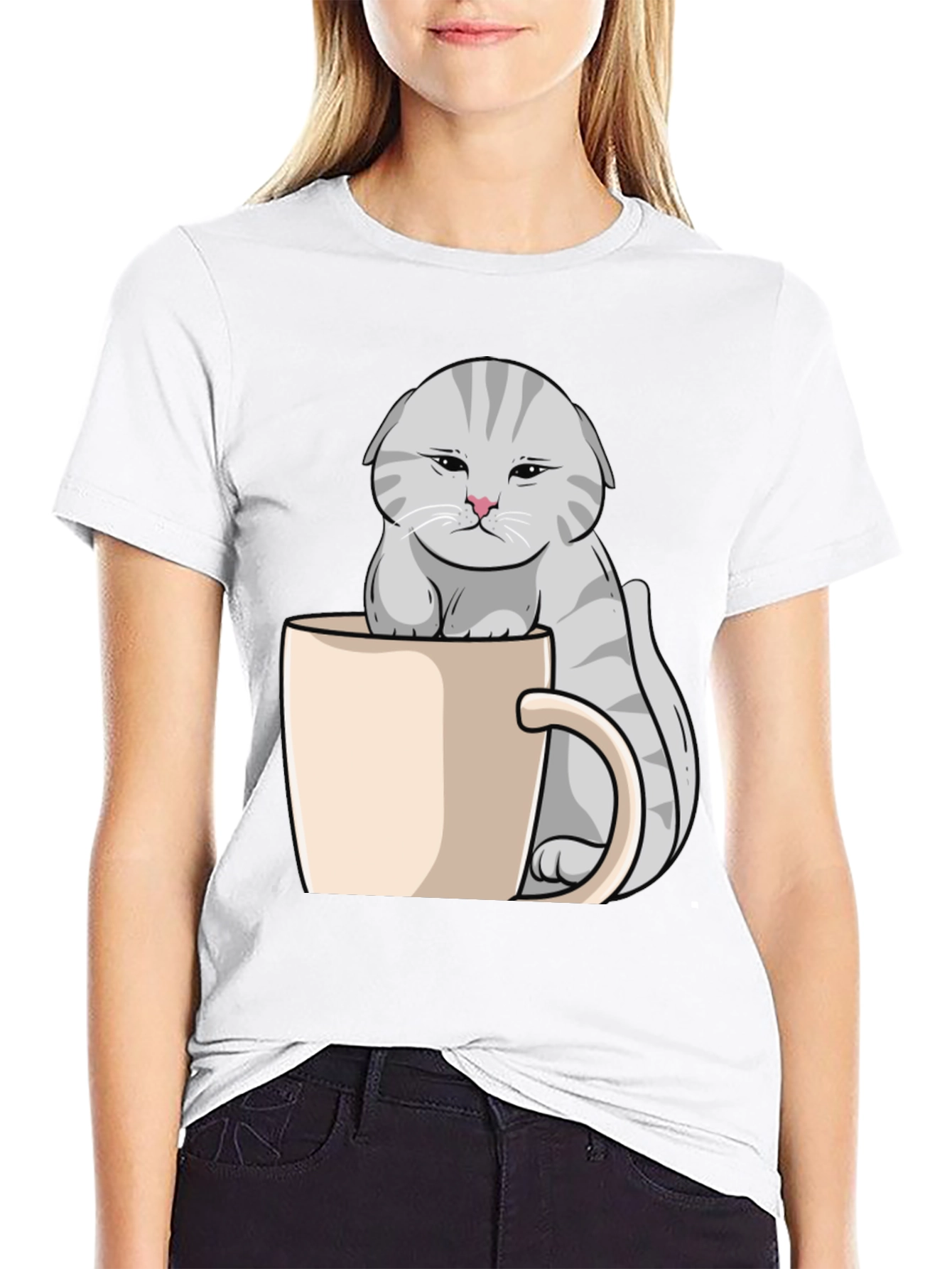 Grumpy Cat Mug T-Shirt - Novelty Kitten Tee