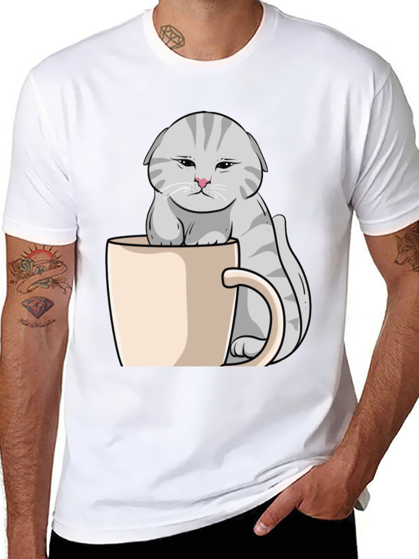 Grumpy Cat Mug T-Shirt - Novelty Kitten Tee