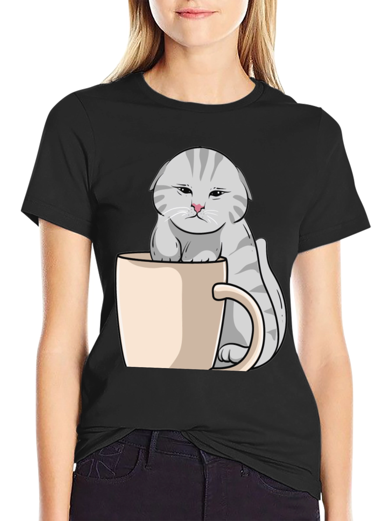 Grumpy Cat Mug T-Shirt - Novelty Kitten Tee