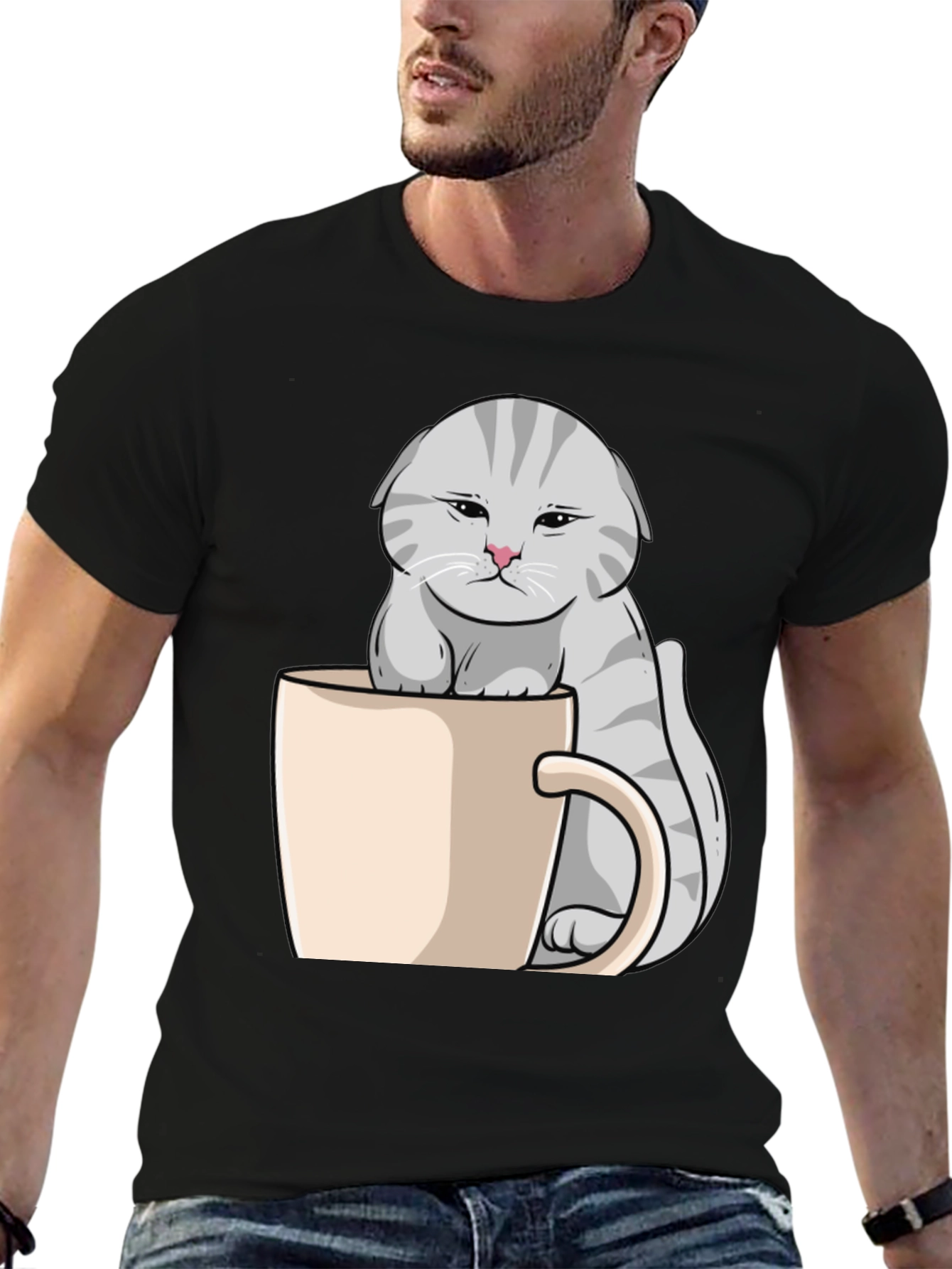 Grumpy Cat Mug T-Shirt - Novelty Kitten Tee