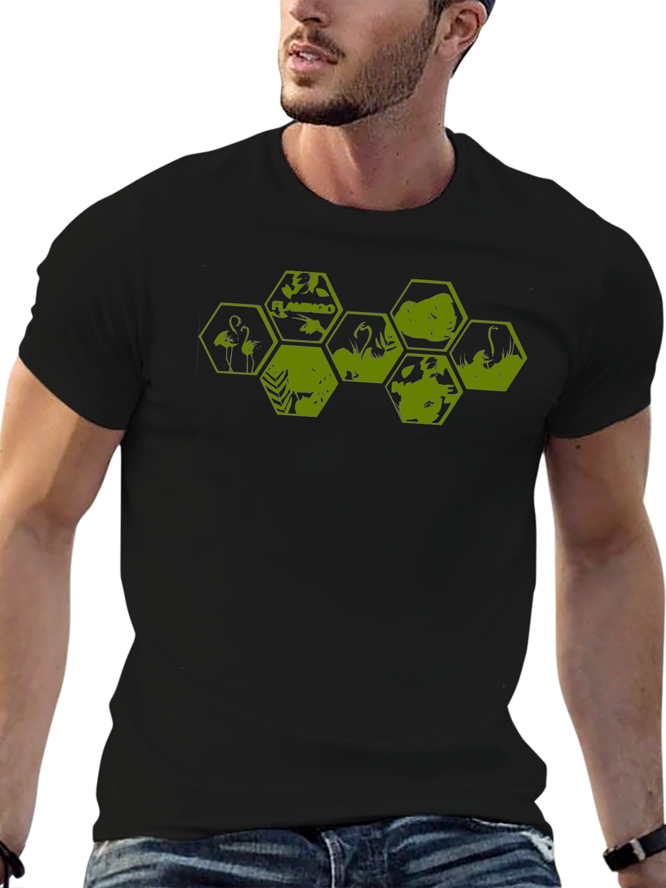 Geometric Flamingo Graphic Tee - Modern Design