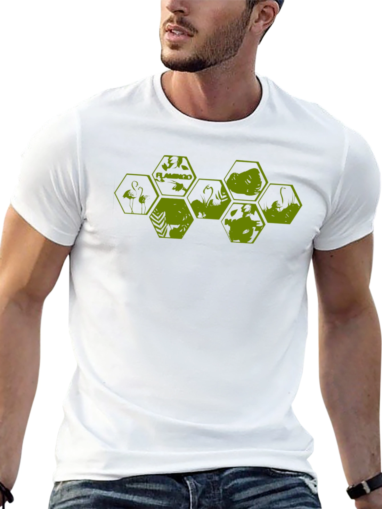 Geometric Flamingo Graphic Tee - Modern Design