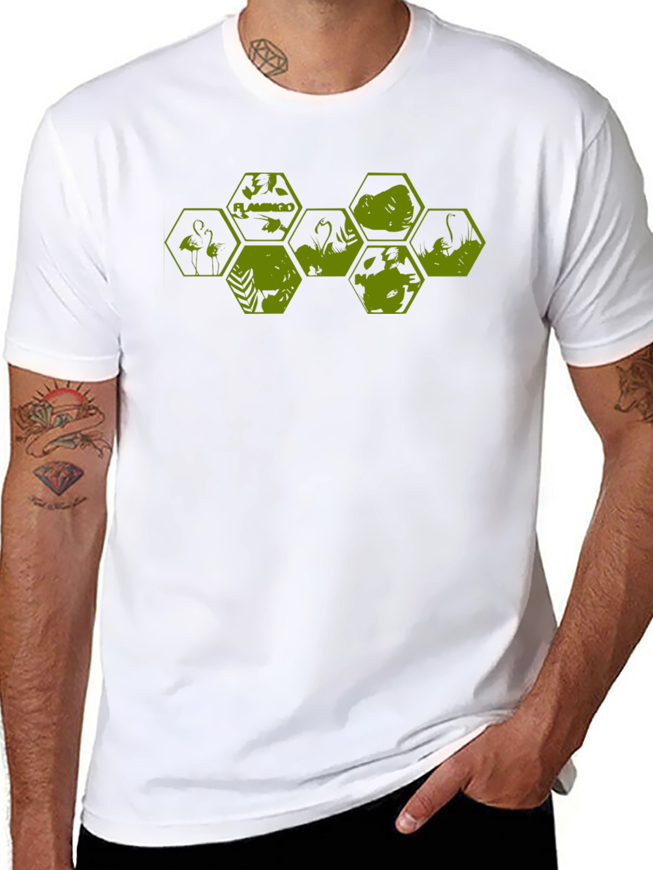 Geometric Flamingo Graphic Tee - Modern Design