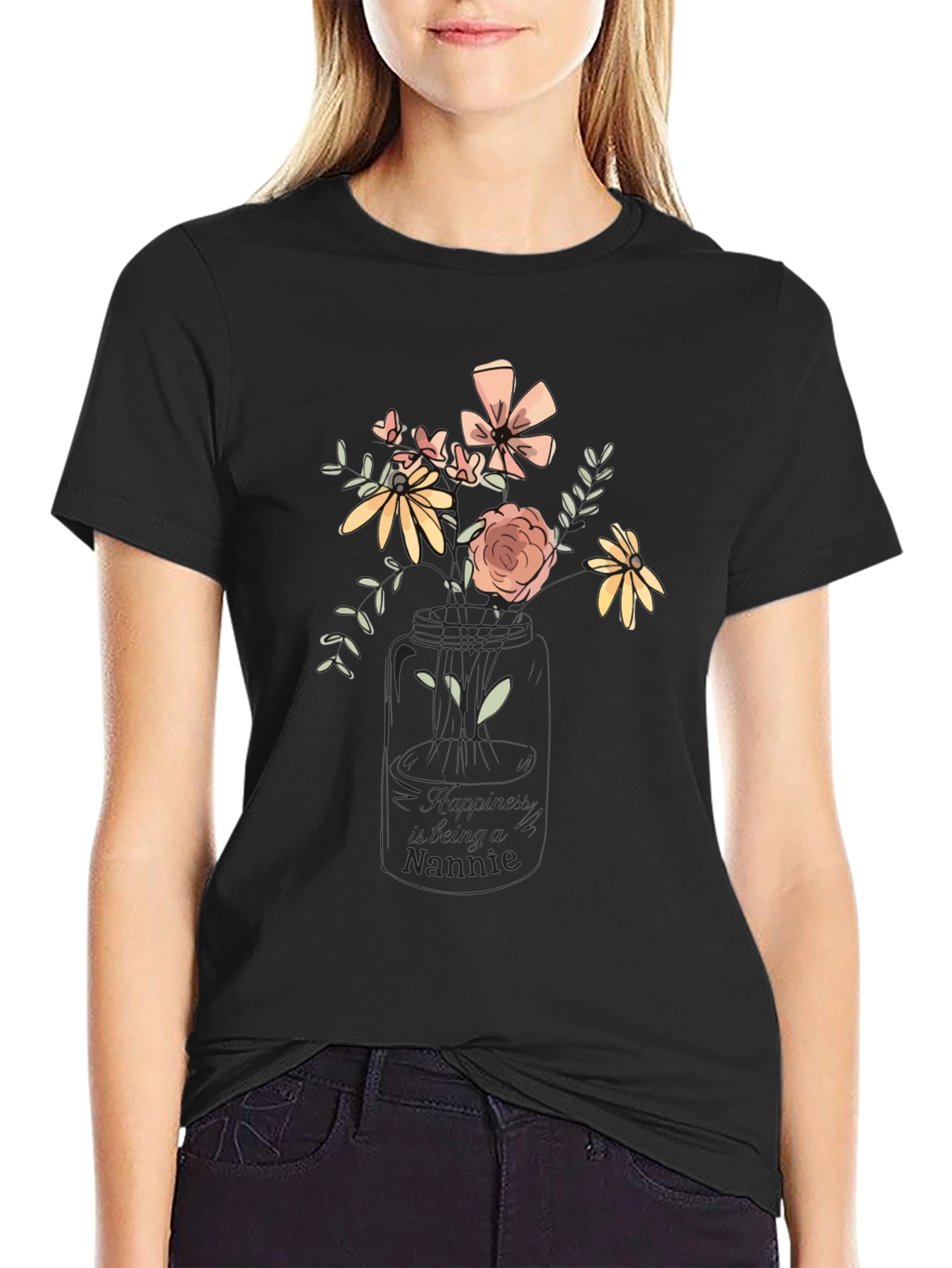 Floral Nannie T-Shirt - Black
