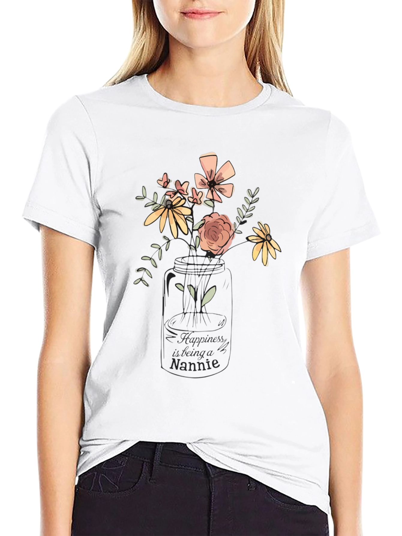 Floral Nannie T-Shirt - Black