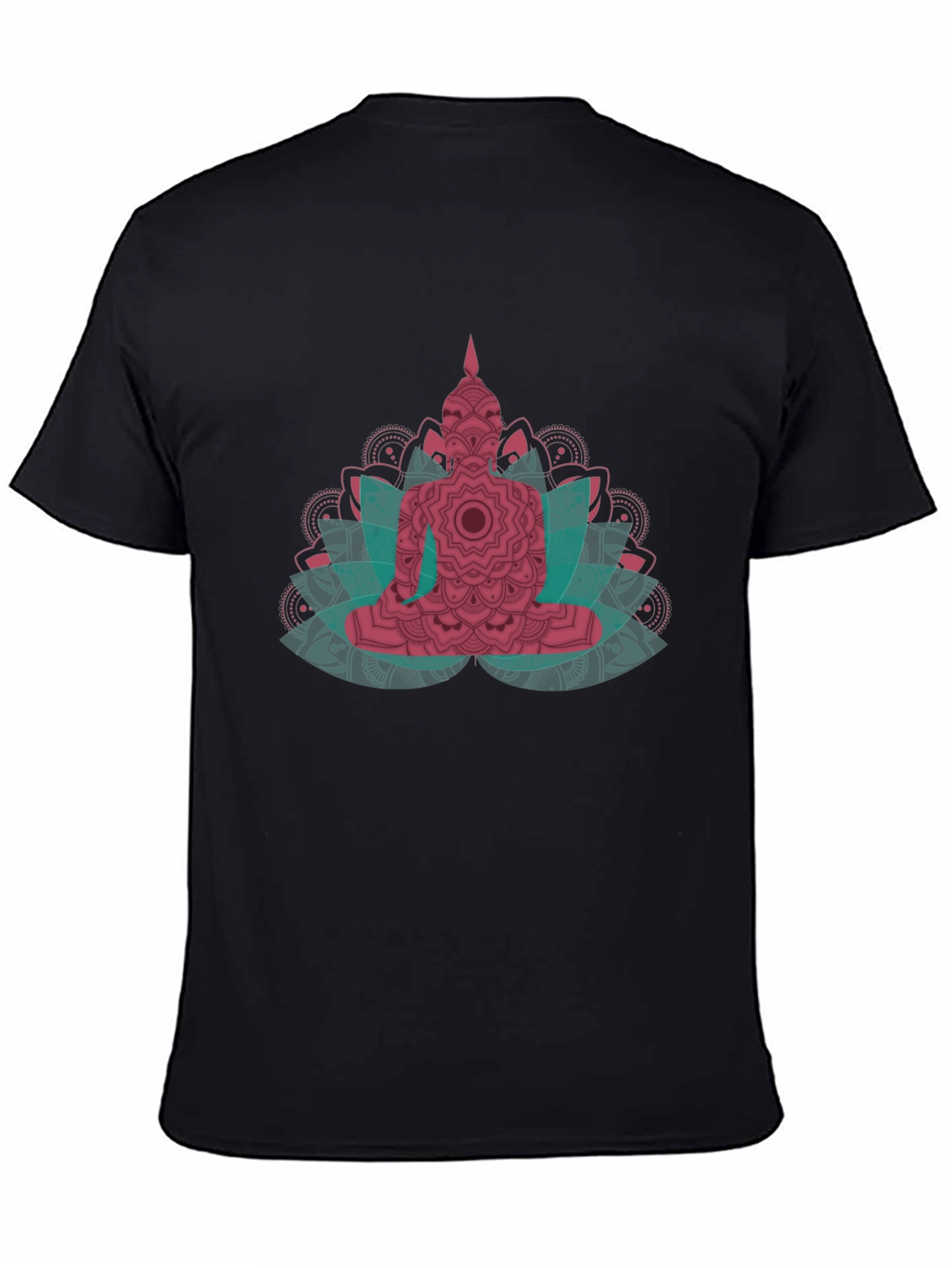 Buddha Mandala Graphic Print Black T-Shirt