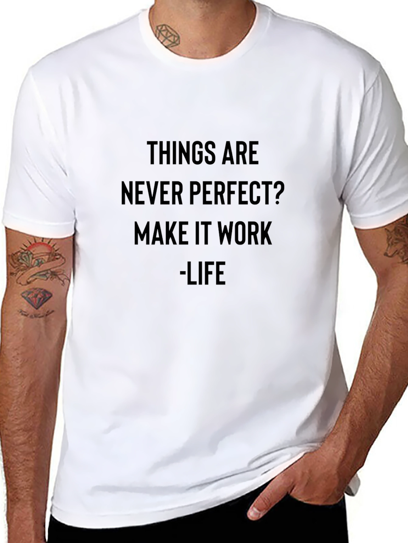 Things Are Never Perfect Mens Black Graphic Tee