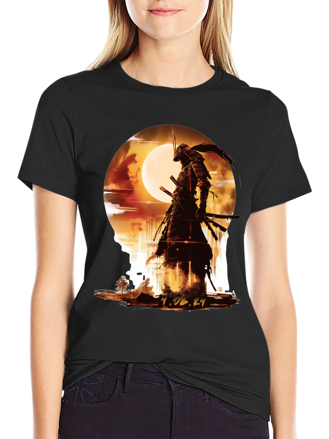 Samurai Moon T-Shirt - Warrior Graphic Tee