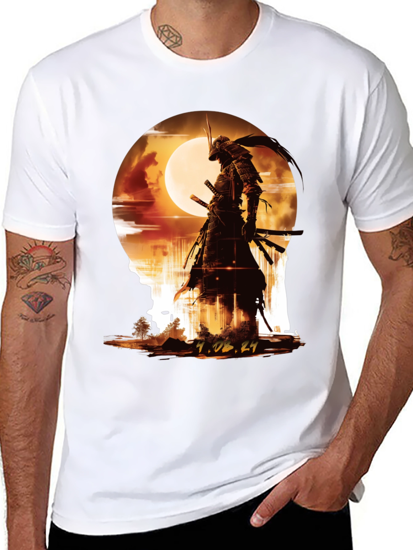 Samurai Moon T-Shirt - Warrior Graphic Tee