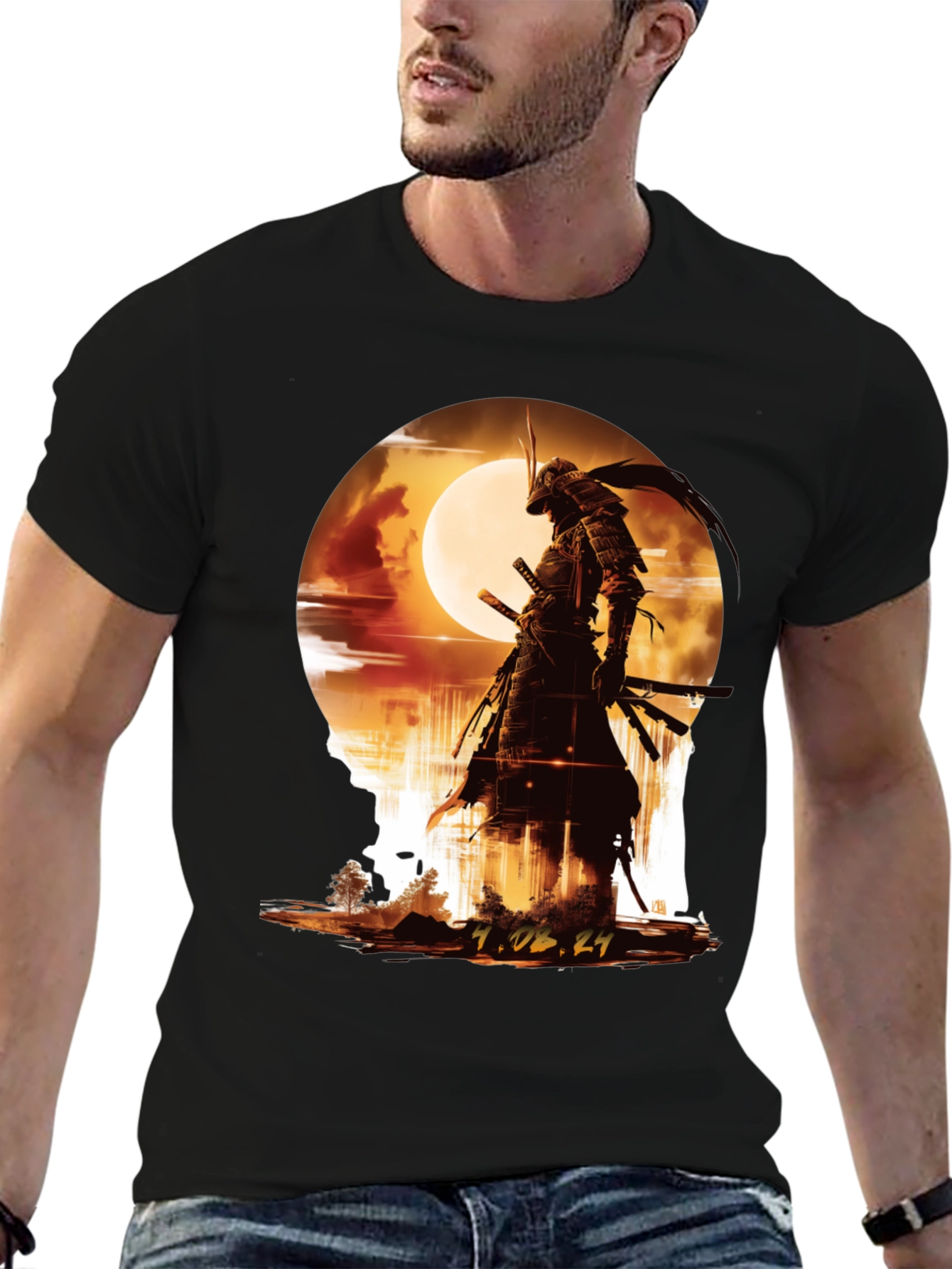 Samurai Moon T-Shirt - Warrior Graphic Tee