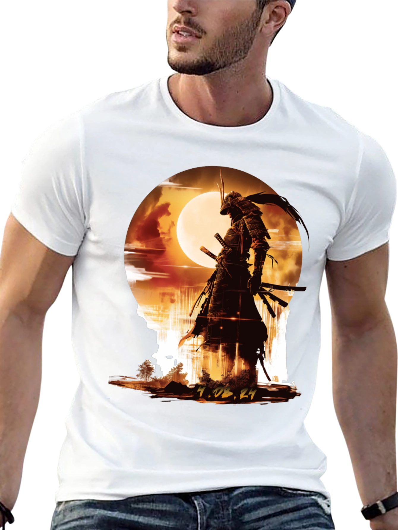 Samurai Moon T-Shirt - Warrior Graphic Tee