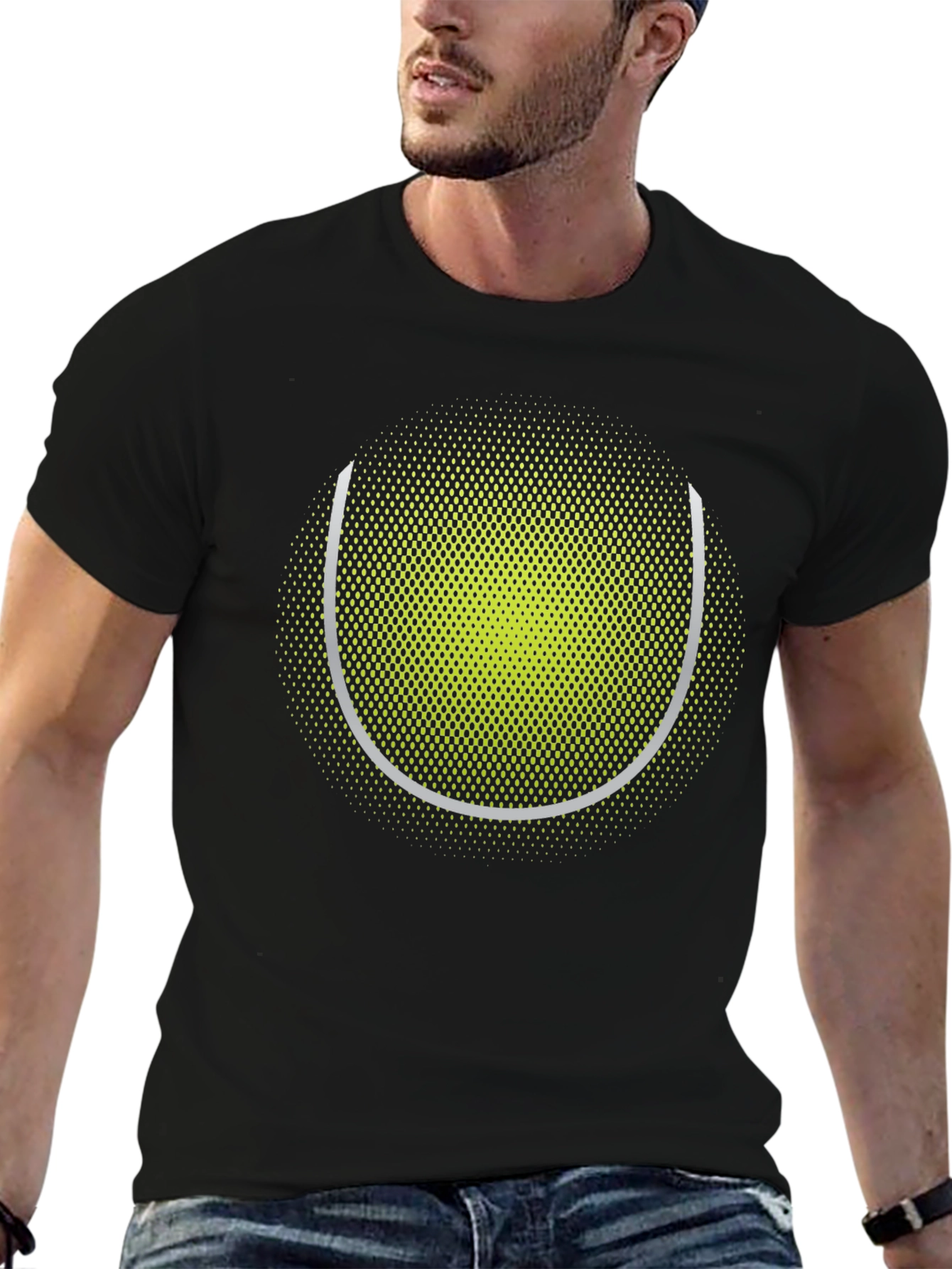 Tennis Ball Graphic Tee - Sporty Black T-Shirt