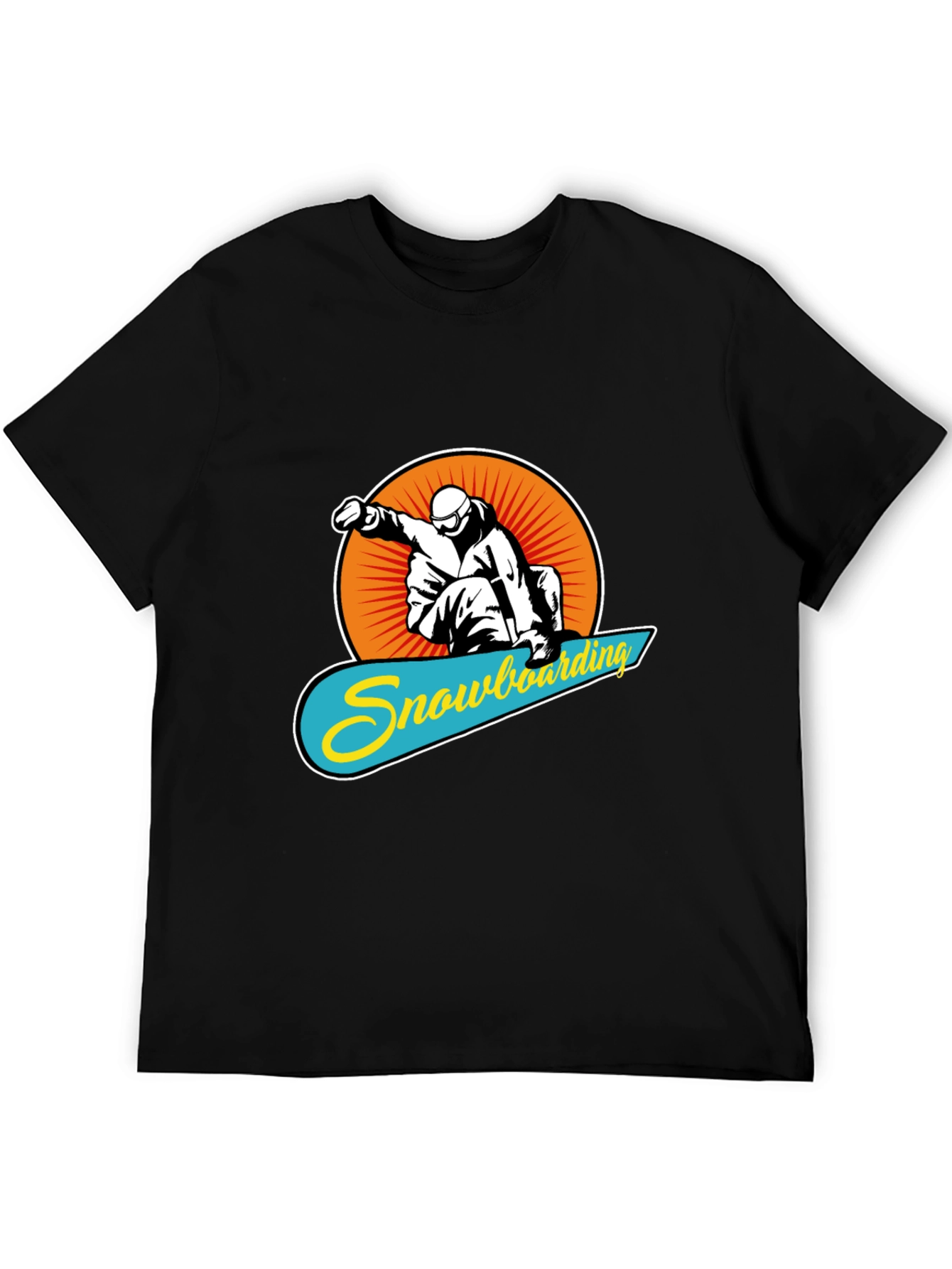 Snowboarding Graphic Tee - Black Crew Neck T-Shirt